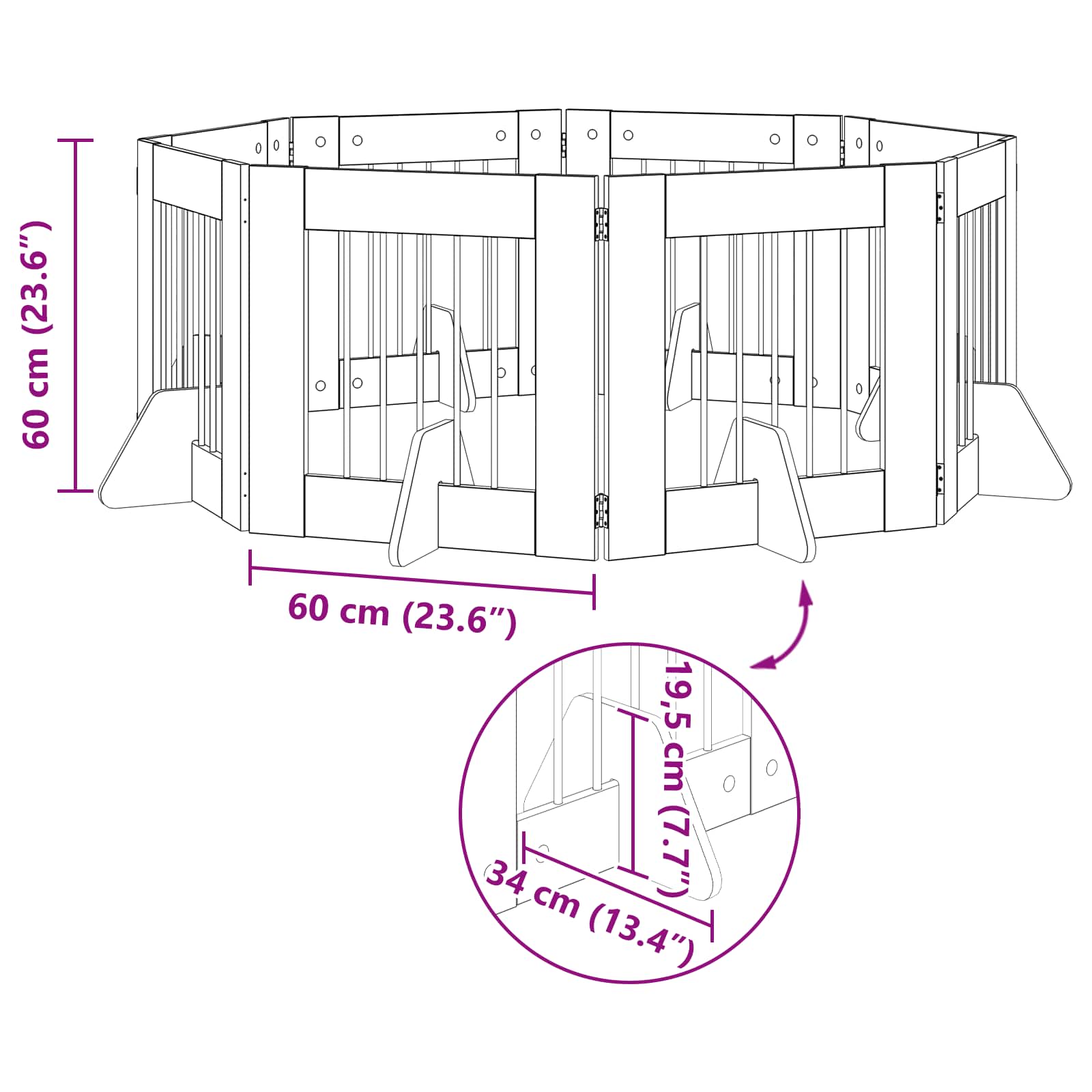 Dog Gate with Stands 8 pcs Sonoma Oak 60 x 60 cm