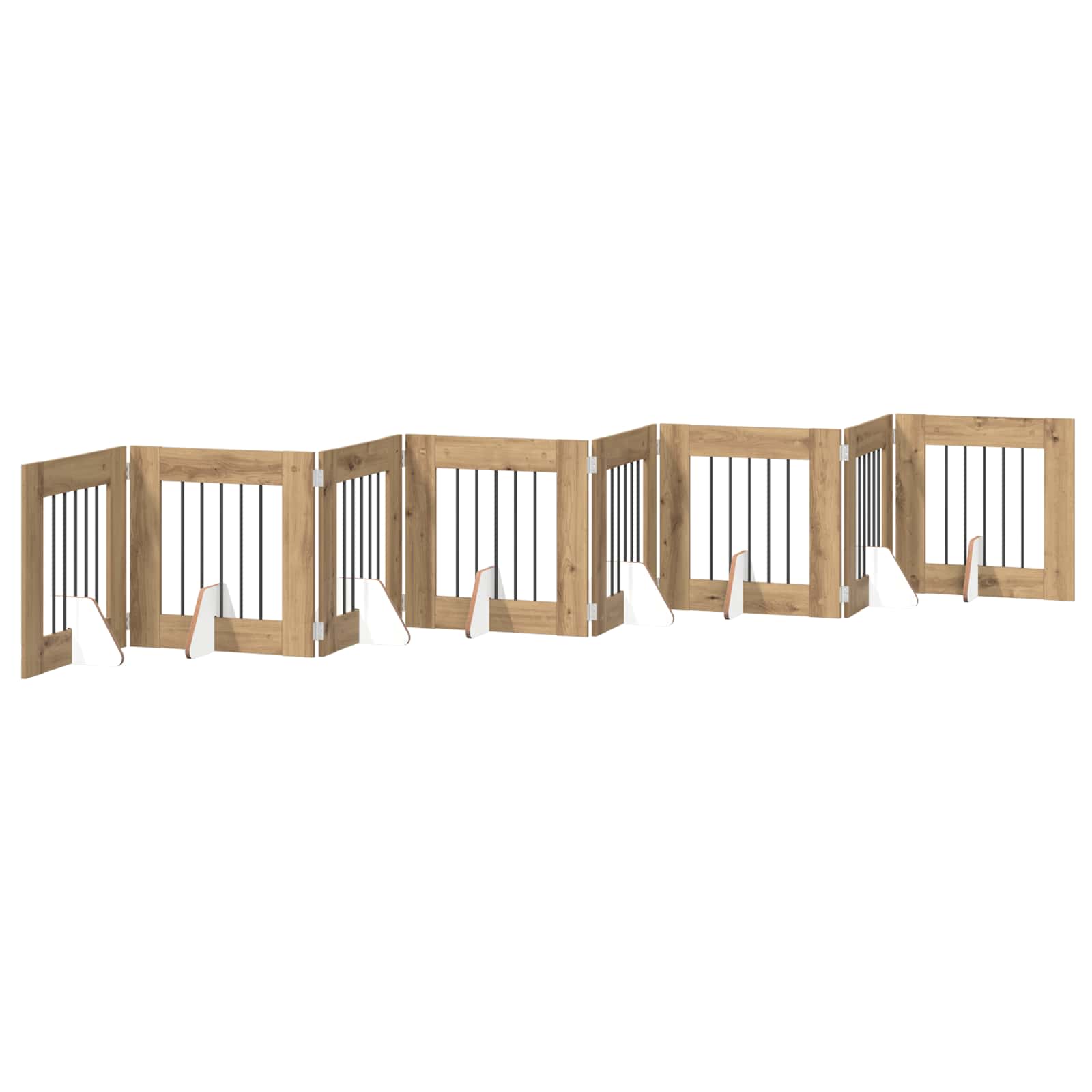 Foldable Dog Gate with Stands 8 pcs Artisan Oak 60 cm