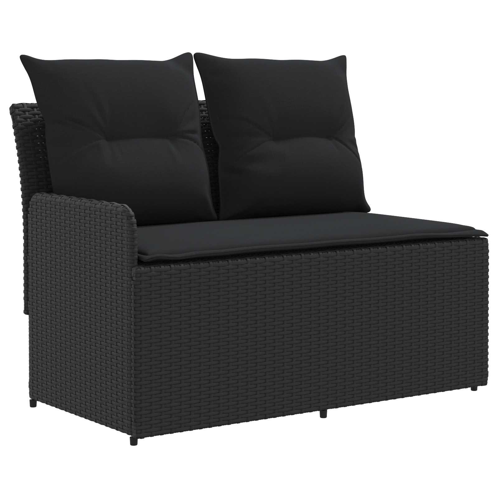 Garden Armrest Sofa with Corner Sofa 2 Piece Black PE Rattan