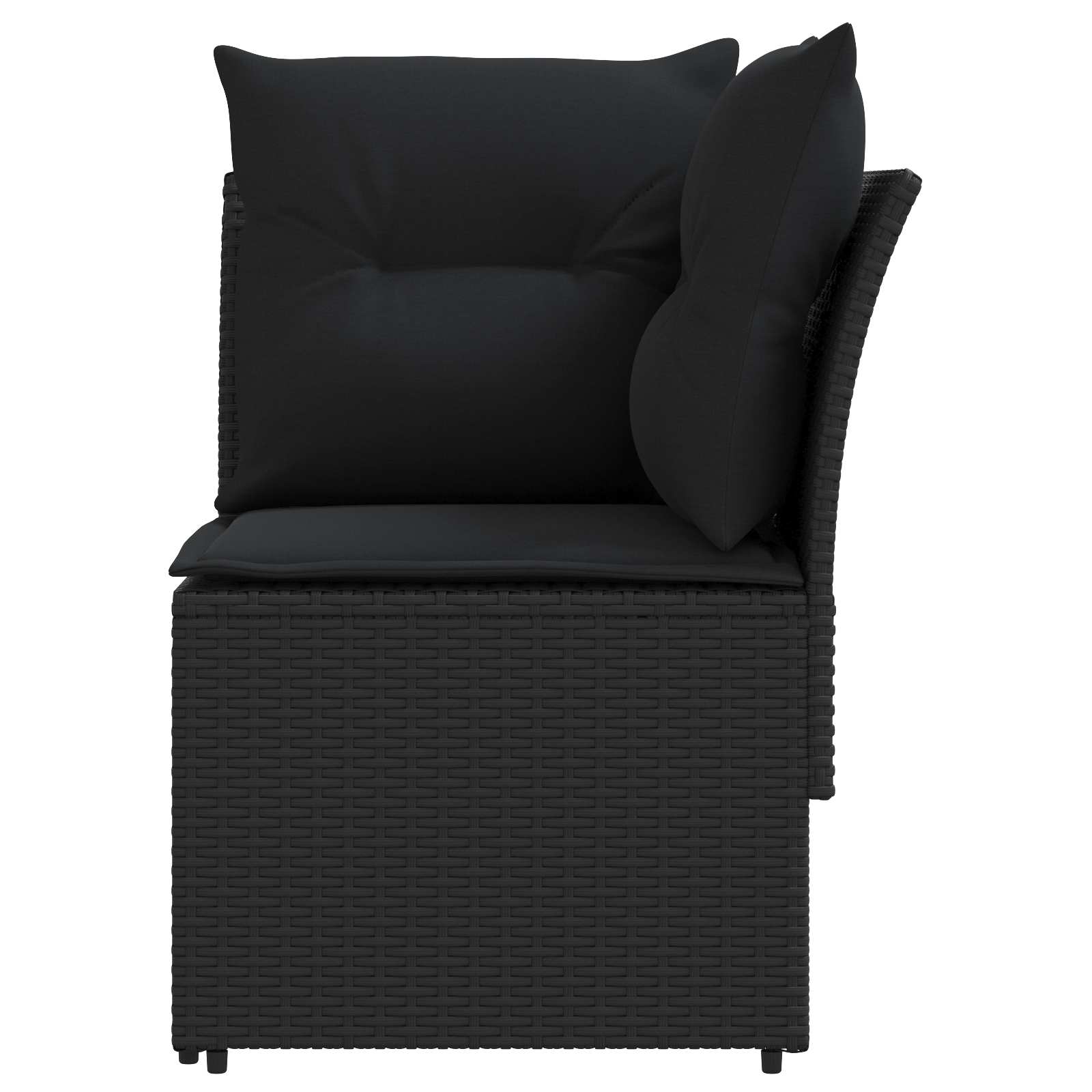 Garden Armrest Sofa with Corner Sofa 2 Piece Black PE Rattan