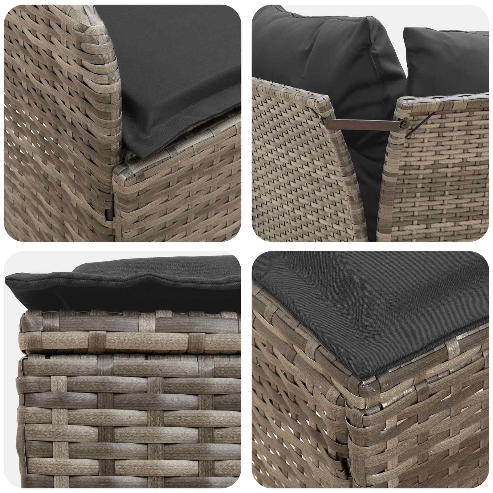 Garden Armrest Sofa with Corner Sofa 2 Piece Grey and Dark Grey