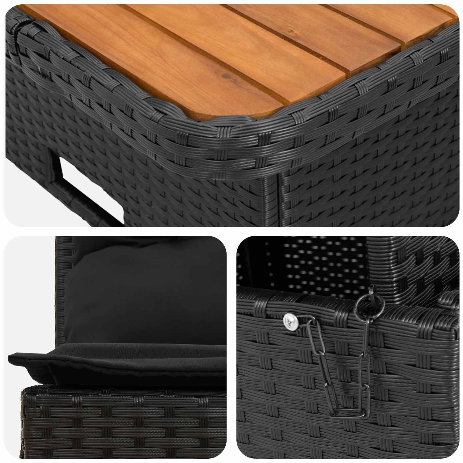 2 Piece Garden middle sofa with lift-up table Poly Rattan Black
