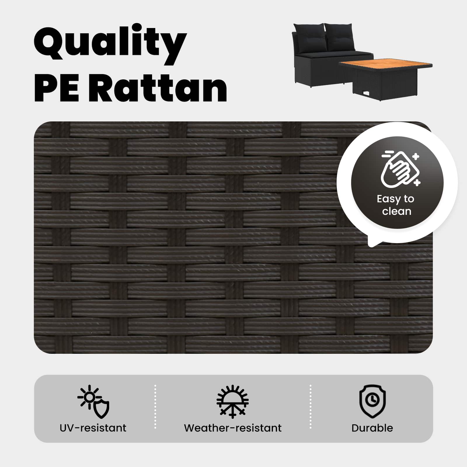 2 Piece Garden middle sofa with lift-up table Poly Rattan Black
