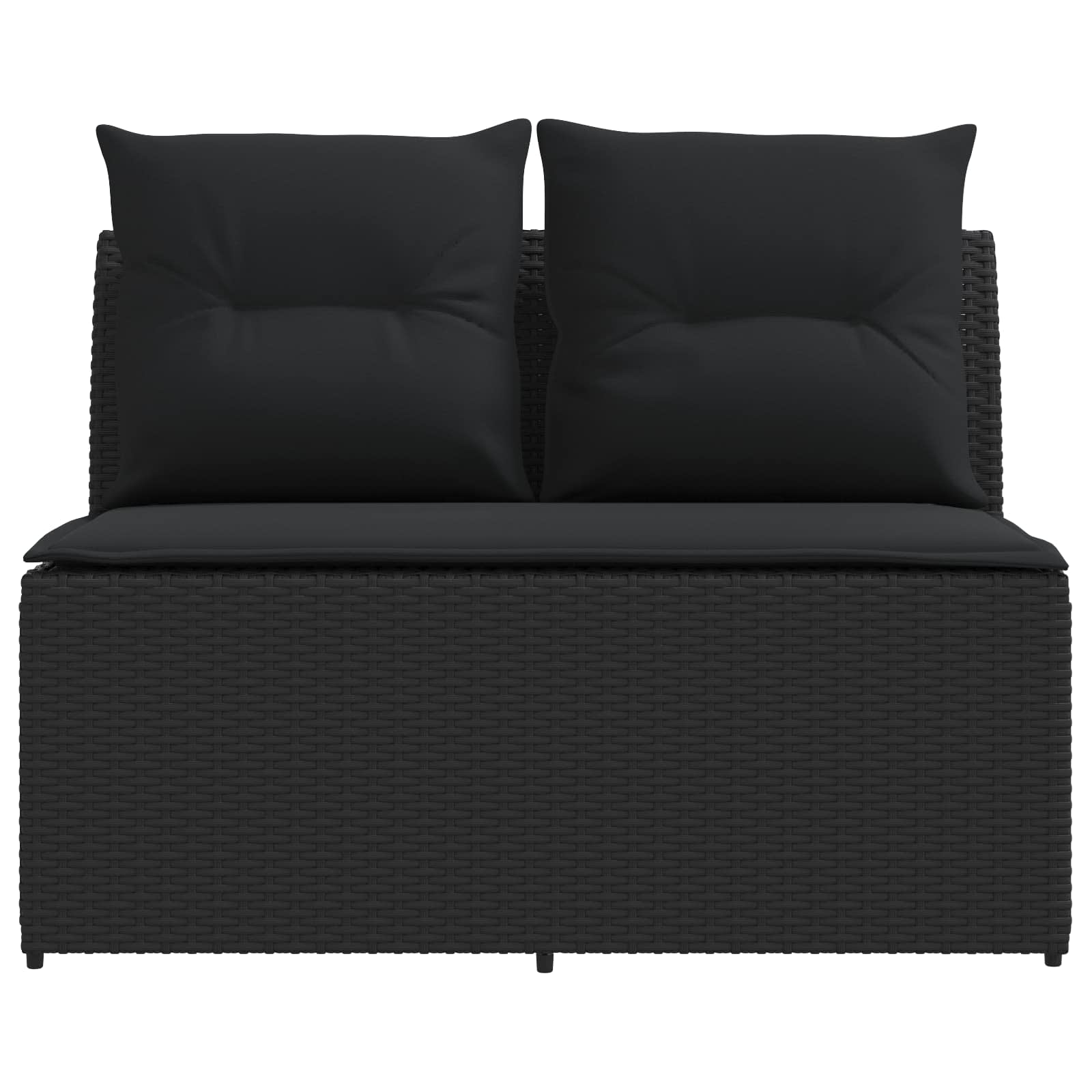 2 Piece Garden middle sofa with lift-up table Poly Rattan Black