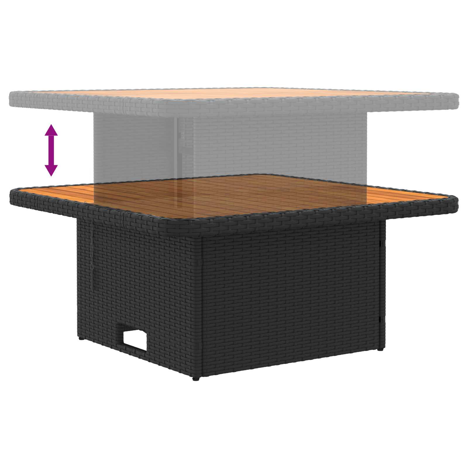 2 Piece Garden middle sofa with lift-up table Poly Rattan Black