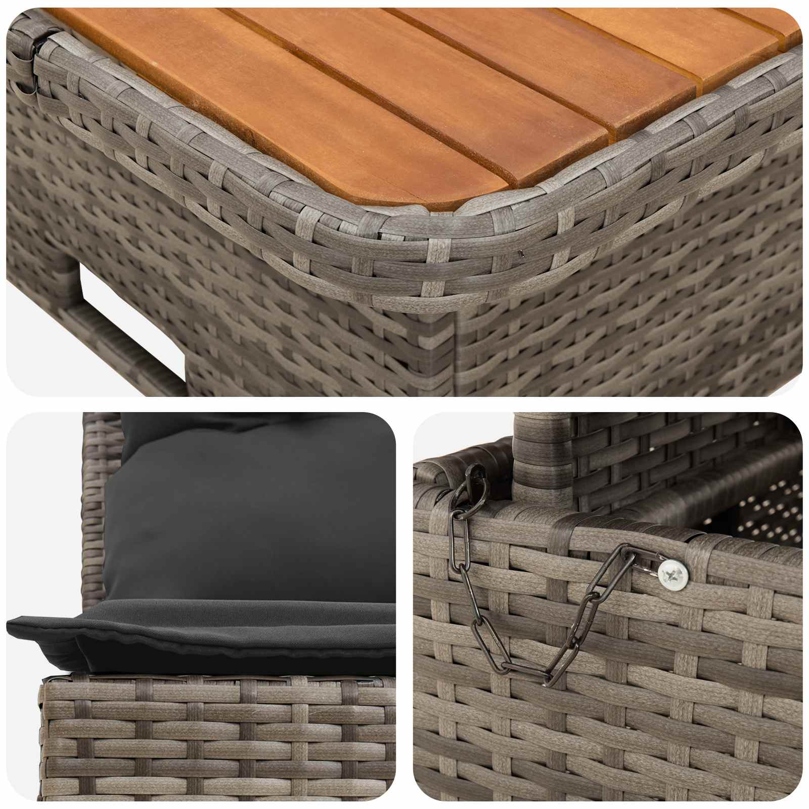 2 Piece Garden middle sofa with lift-up table Poly Rattan