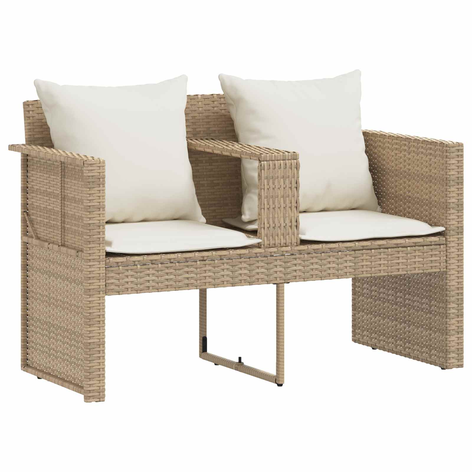 Garden Sofa 8 pcs Poly Rattan Beige and Cream White