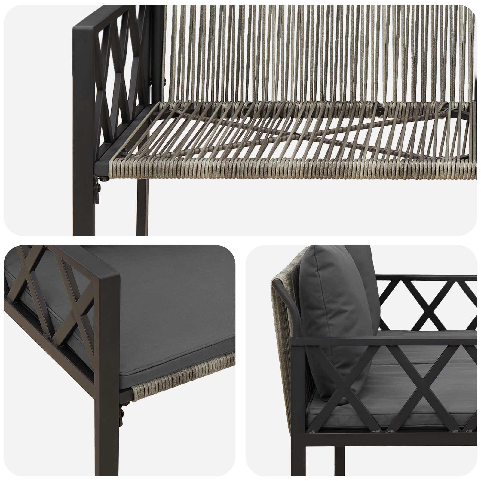 Outdoor Benches 2 -Seater 116 x 56 x 75 cm Poly Rattan