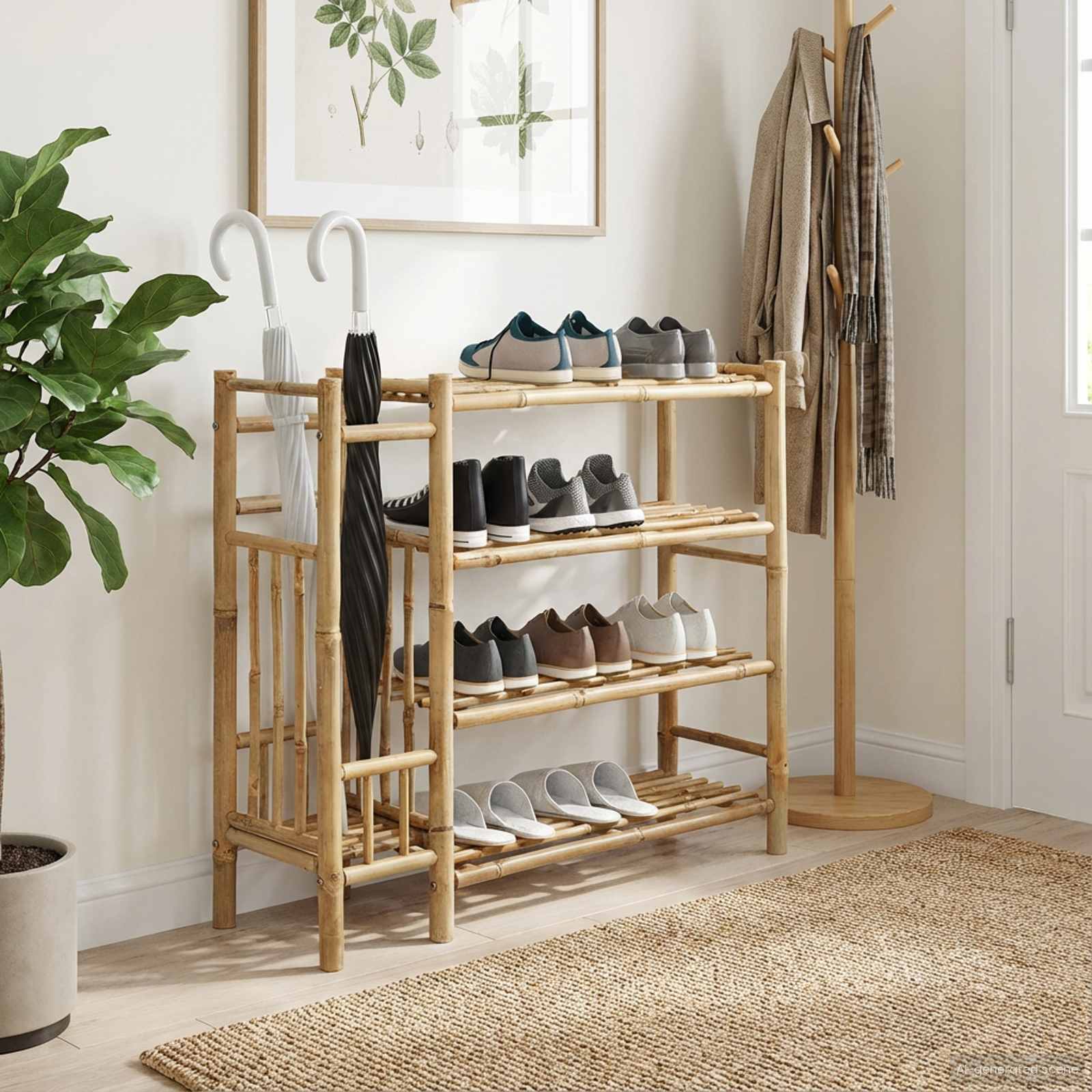 Shoe Rack with Shelf Natural 88 x 27 x 80 cm Bamboo