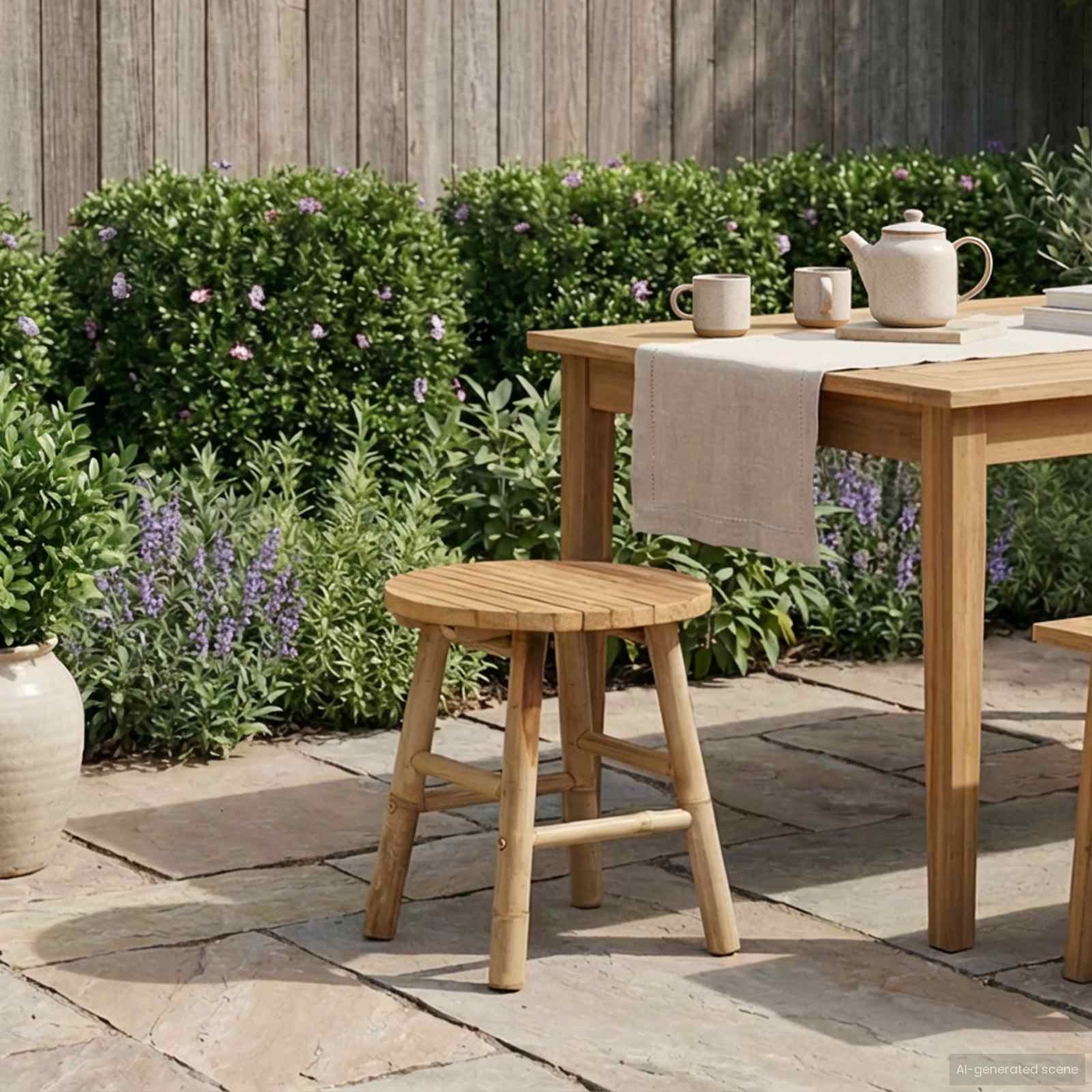 Garden Stool Natural Ø 38 x 42 cm Bamboo