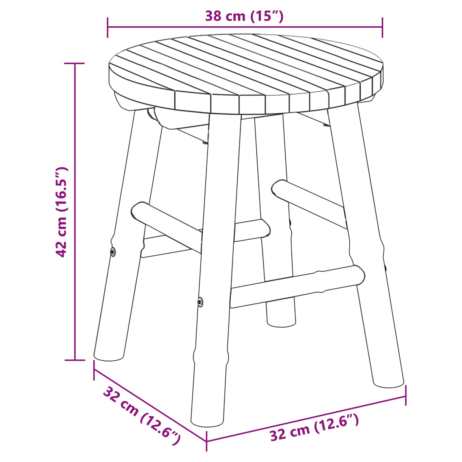 Garden Stool Light Brown Ø 38 x 42 cm Bamboo