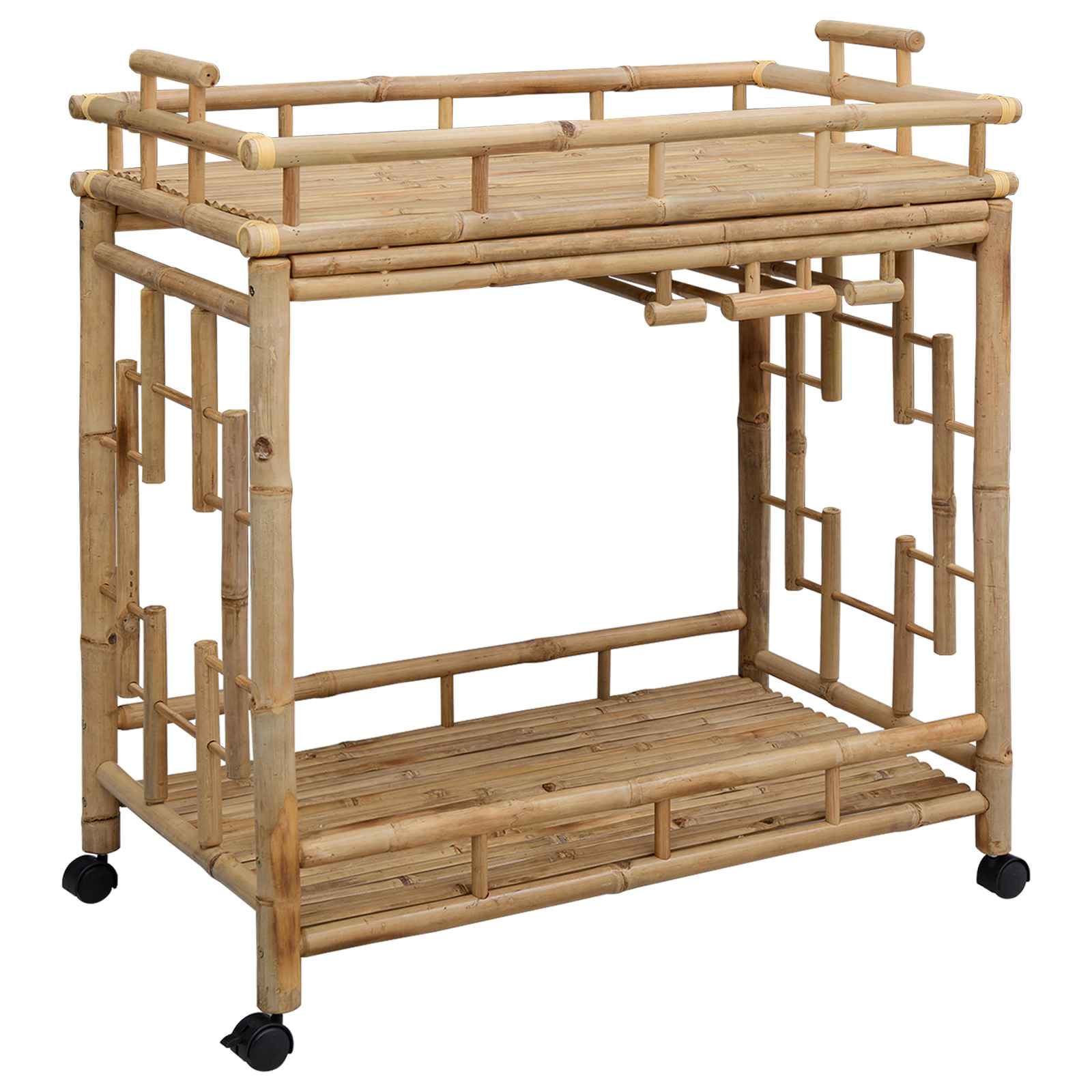 Wine Trolley with Wheels Natural 85 x 50 x 93 cm Bamboo