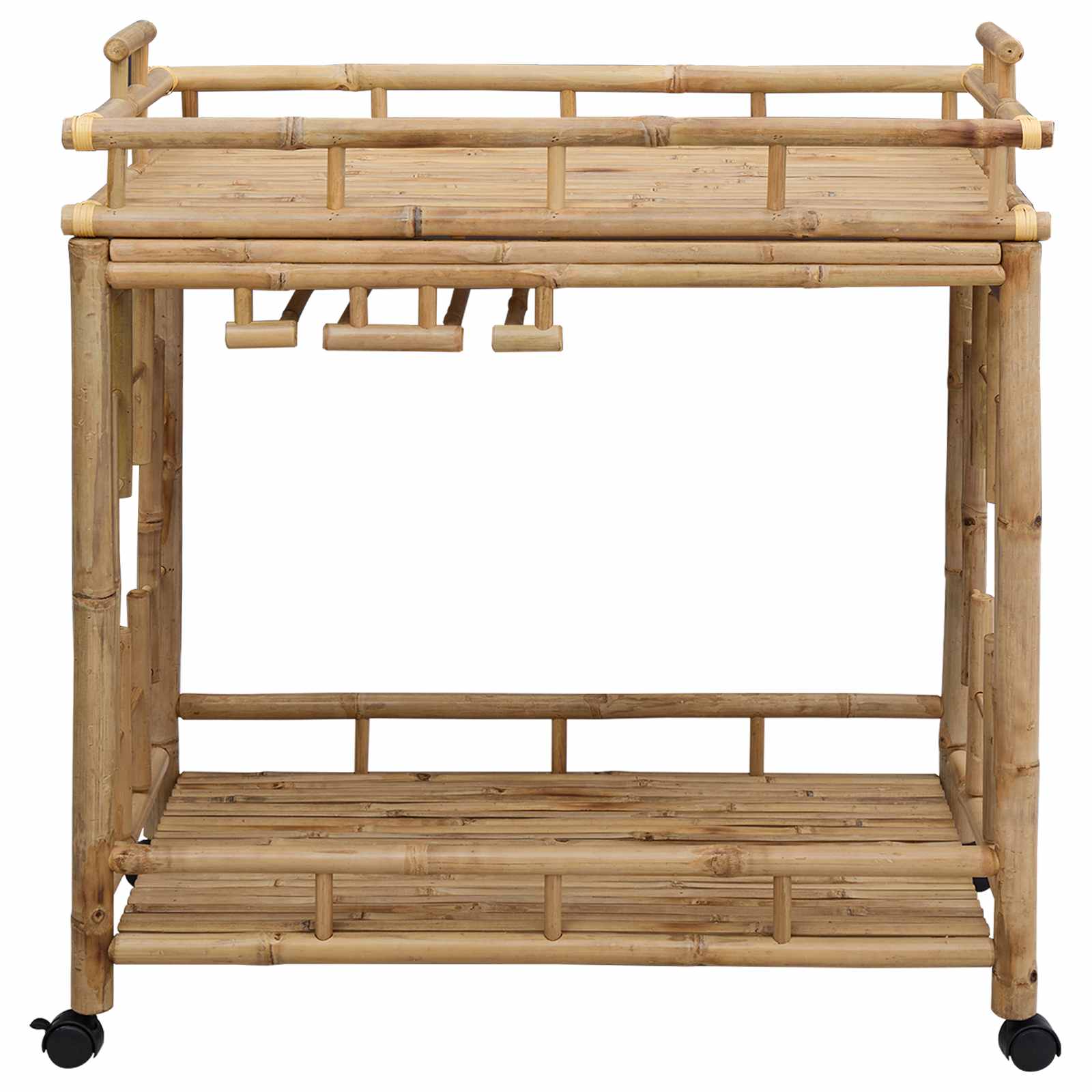 Wine Trolley with Wheels Natural 85 x 50 x 93 cm Bamboo