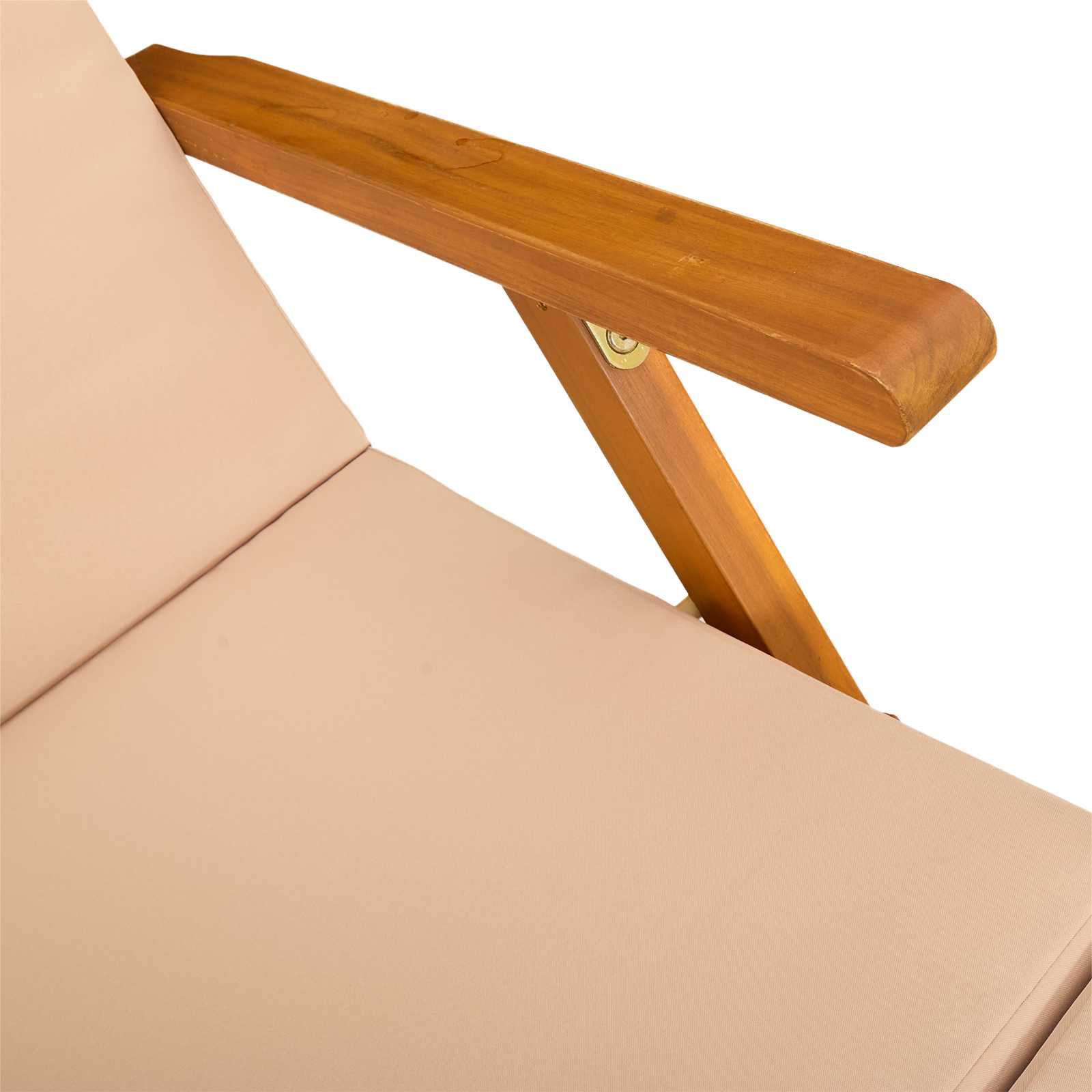 Reclining and Folding Sunlounger 2 pcs Solid Acacia Wood Beige