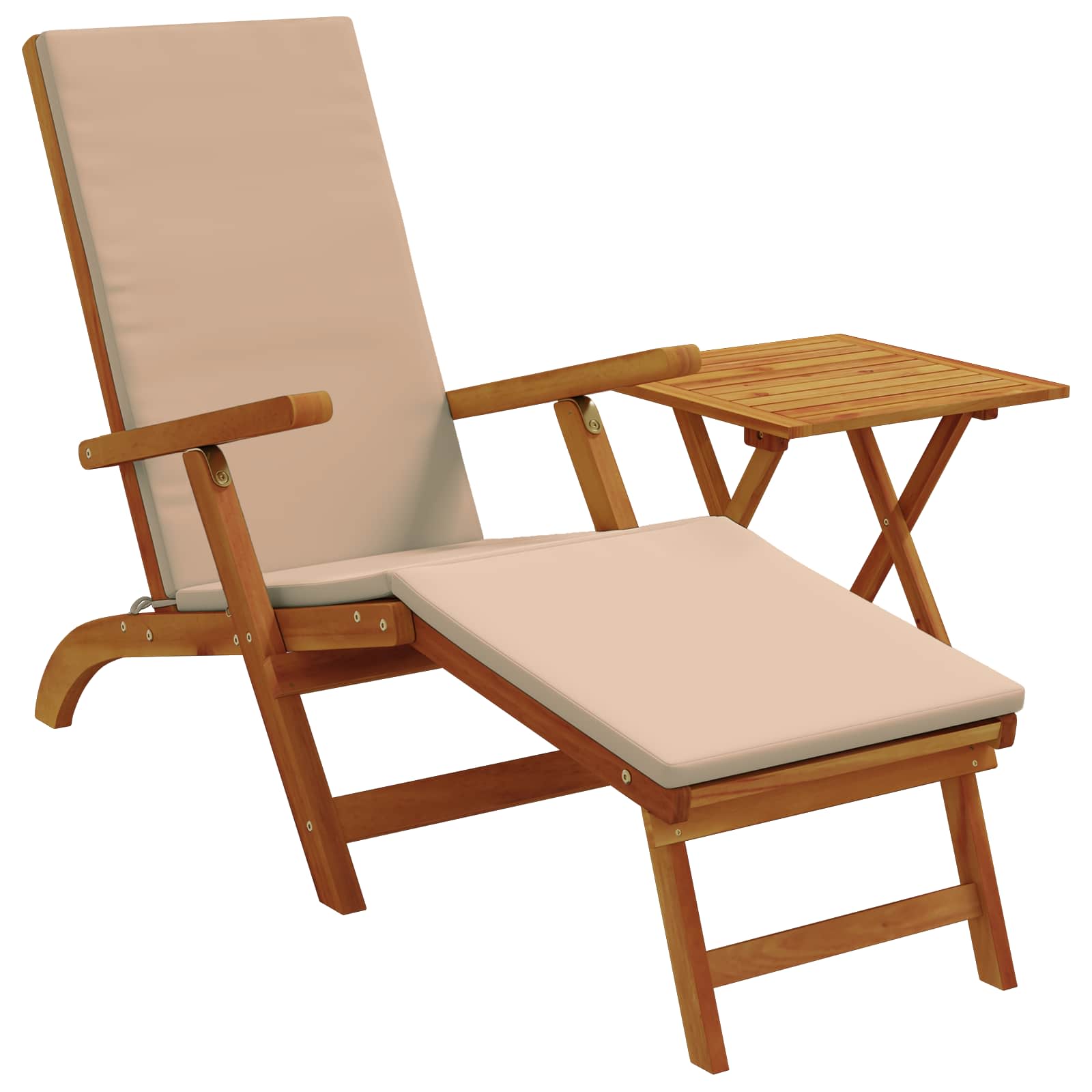 Reclining and Folding Sunlounger 2 pcs Solid Acacia Wood Taupe