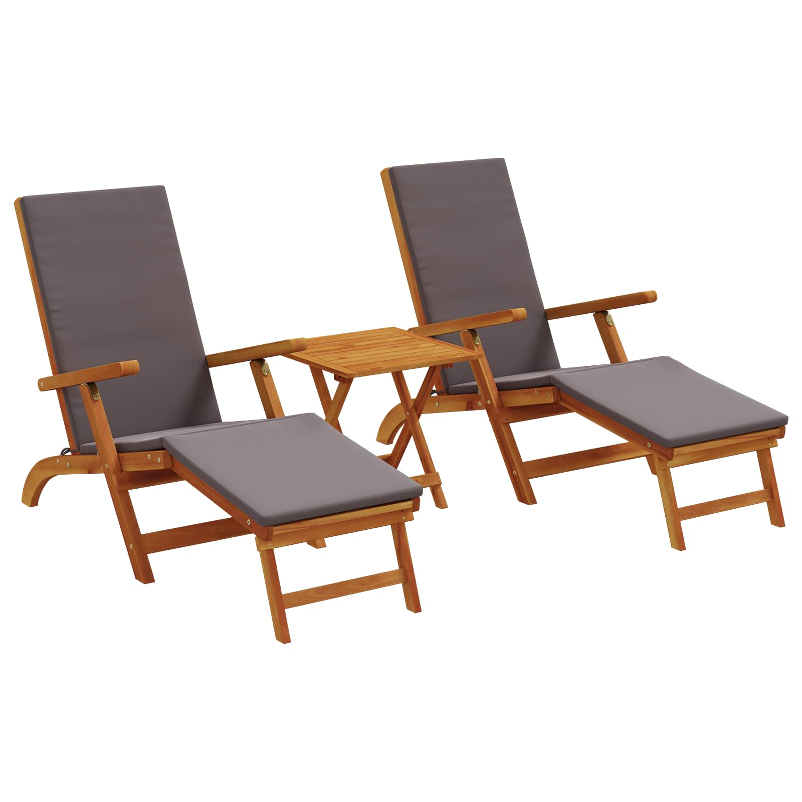 Reclining and Folding Sunlounger Folding 3 pcs Dark Grey