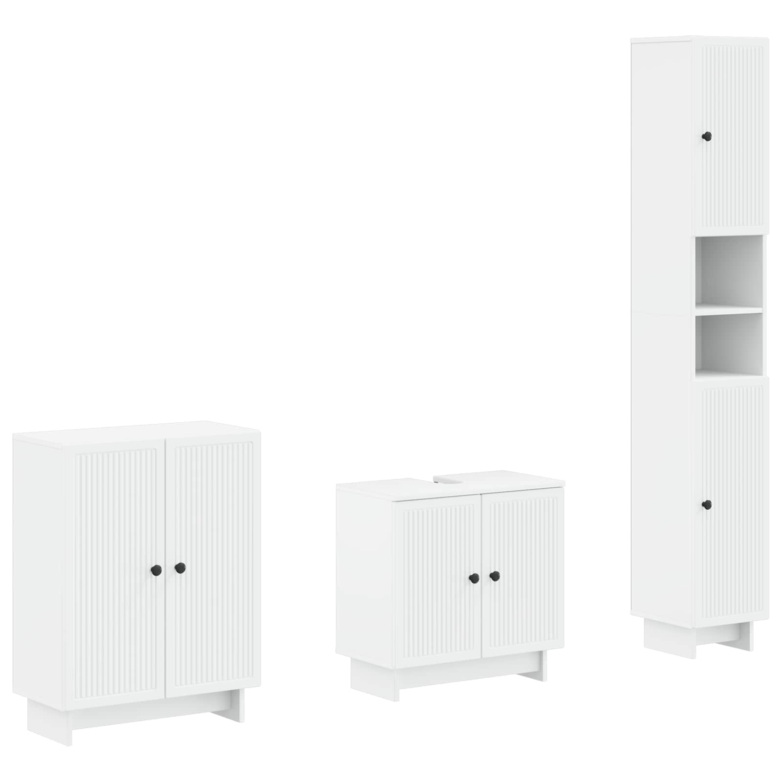 3 Piece Bathroom Cabinet Set EDE White Engineered Wood
