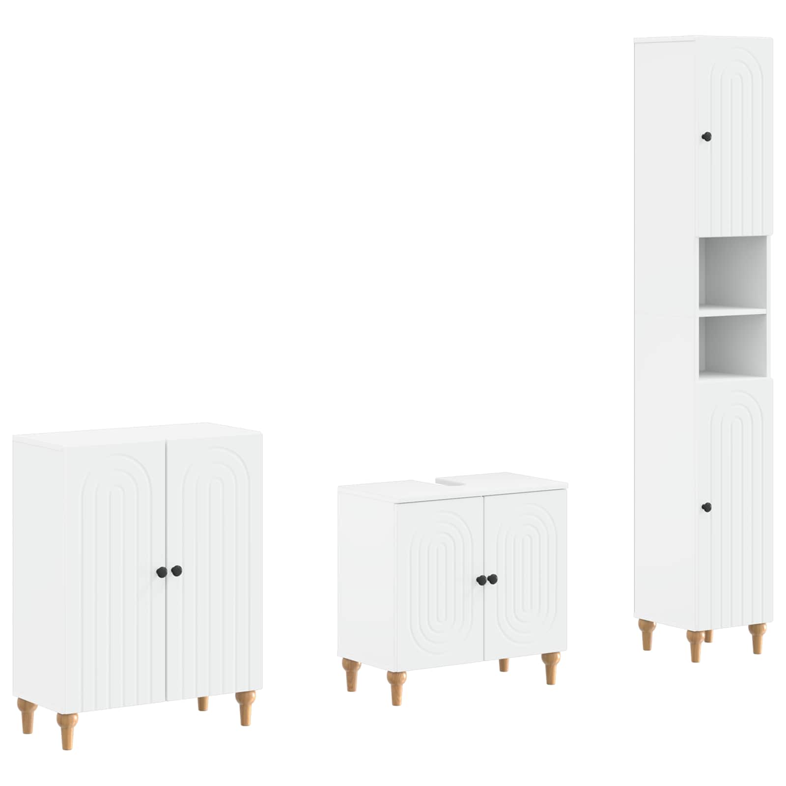 3 Piece Bathroom Cabinet Set ALKMAAR White Engineered Wood