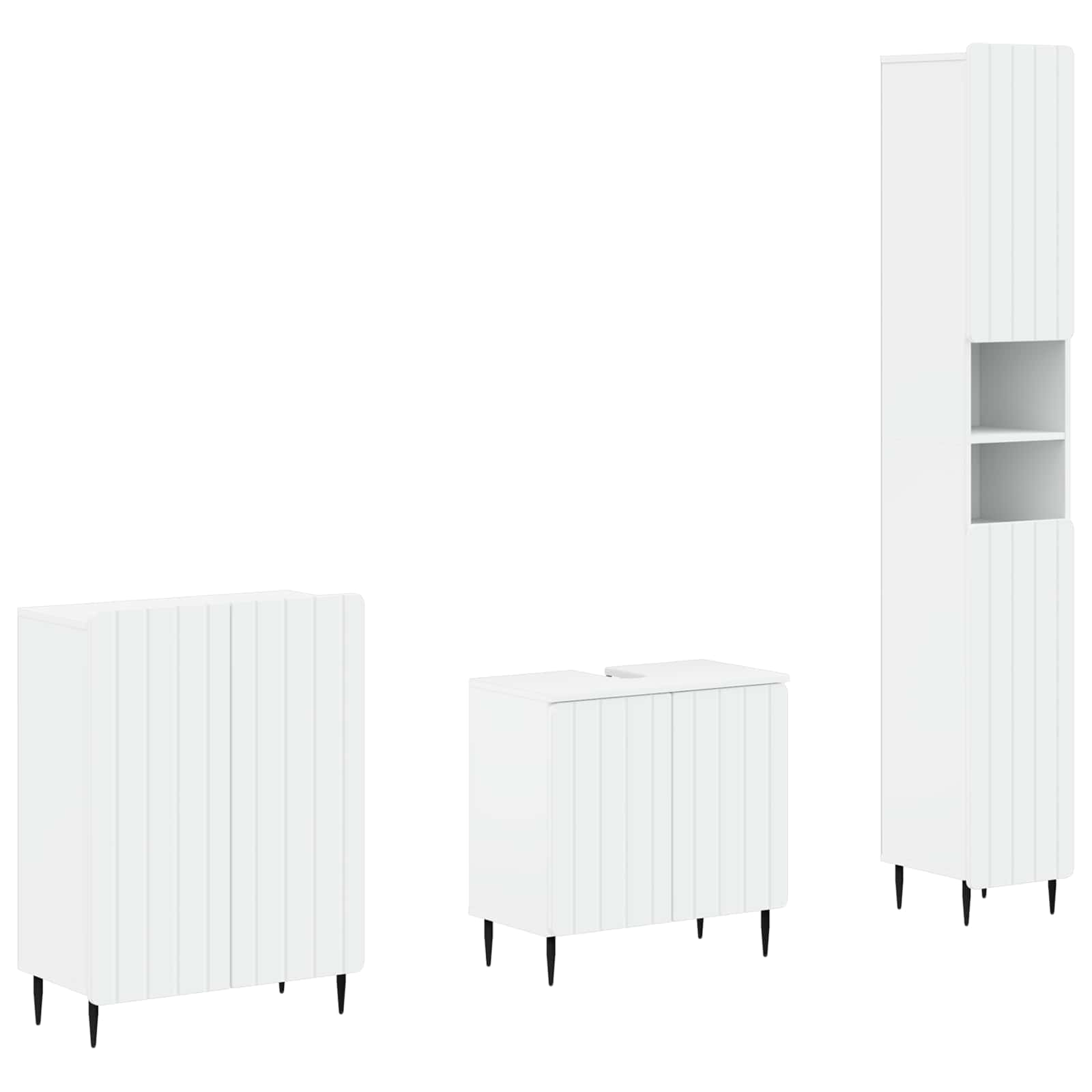 3 Piece Bathroom Cabinet Set ZWOLLE White Engineered Wood