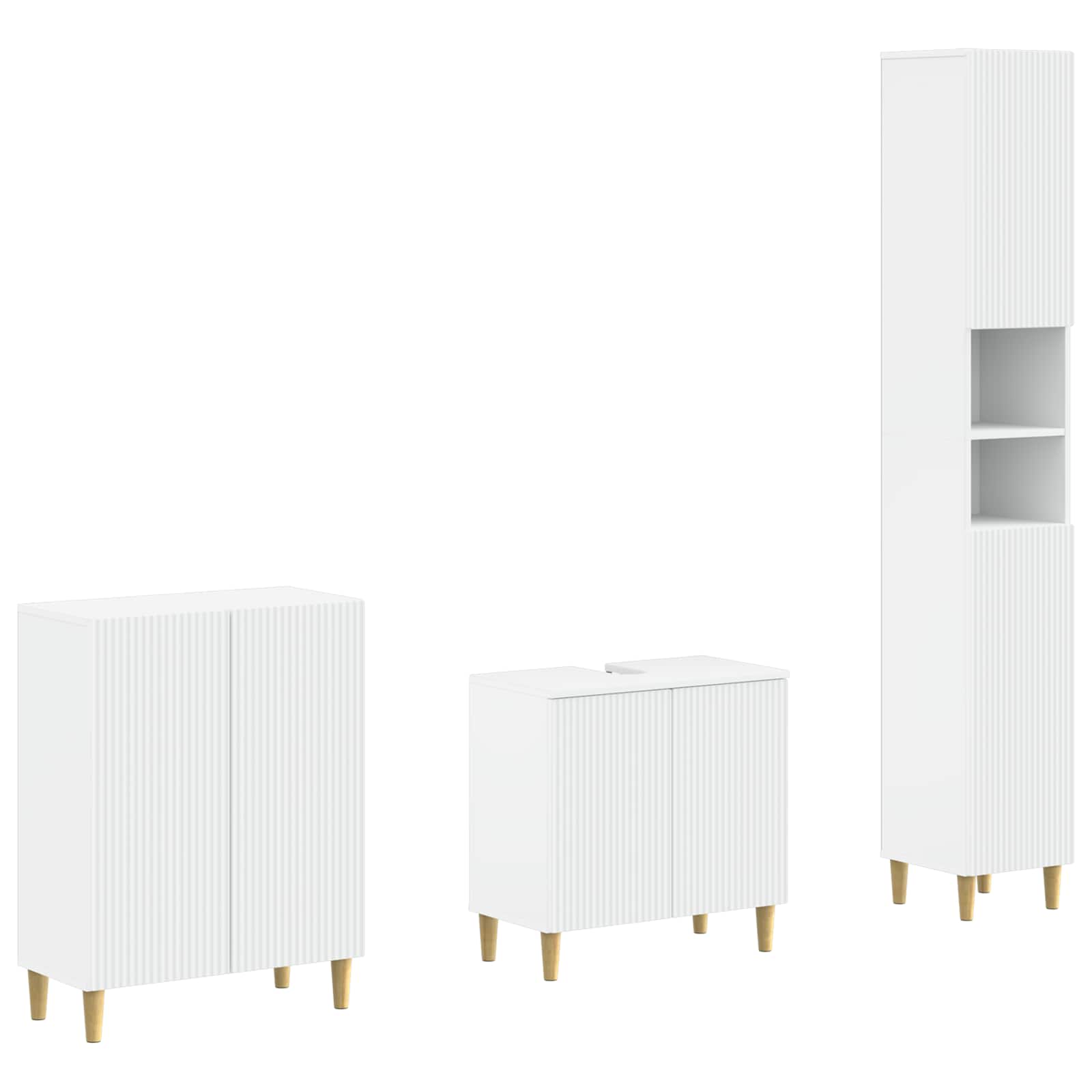 3 Piece Bathroom Cabinet Set ARNHEM White Engineered Wood