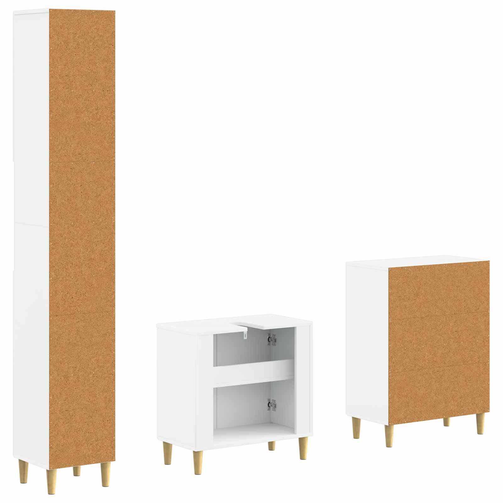 3 Piece Bathroom Cabinet Set ARNHEM White Engineered Wood