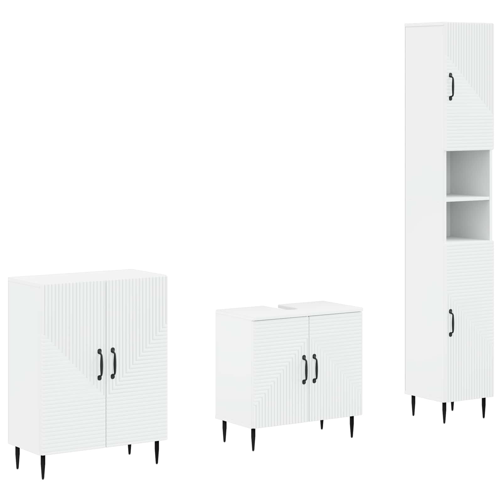 3 Piece Bathroom Cabinet Set HAARLEM White Engineered Wood
