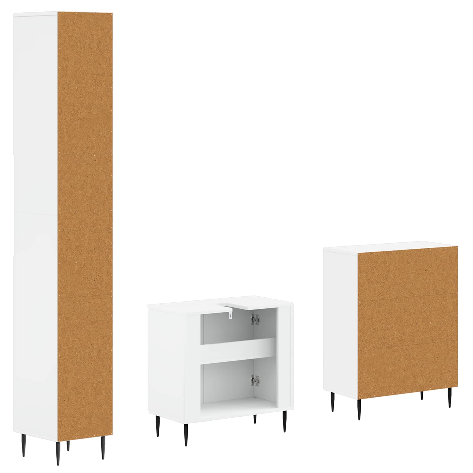 3 Piece Bathroom Cabinet Set HAARLEM White Engineered Wood