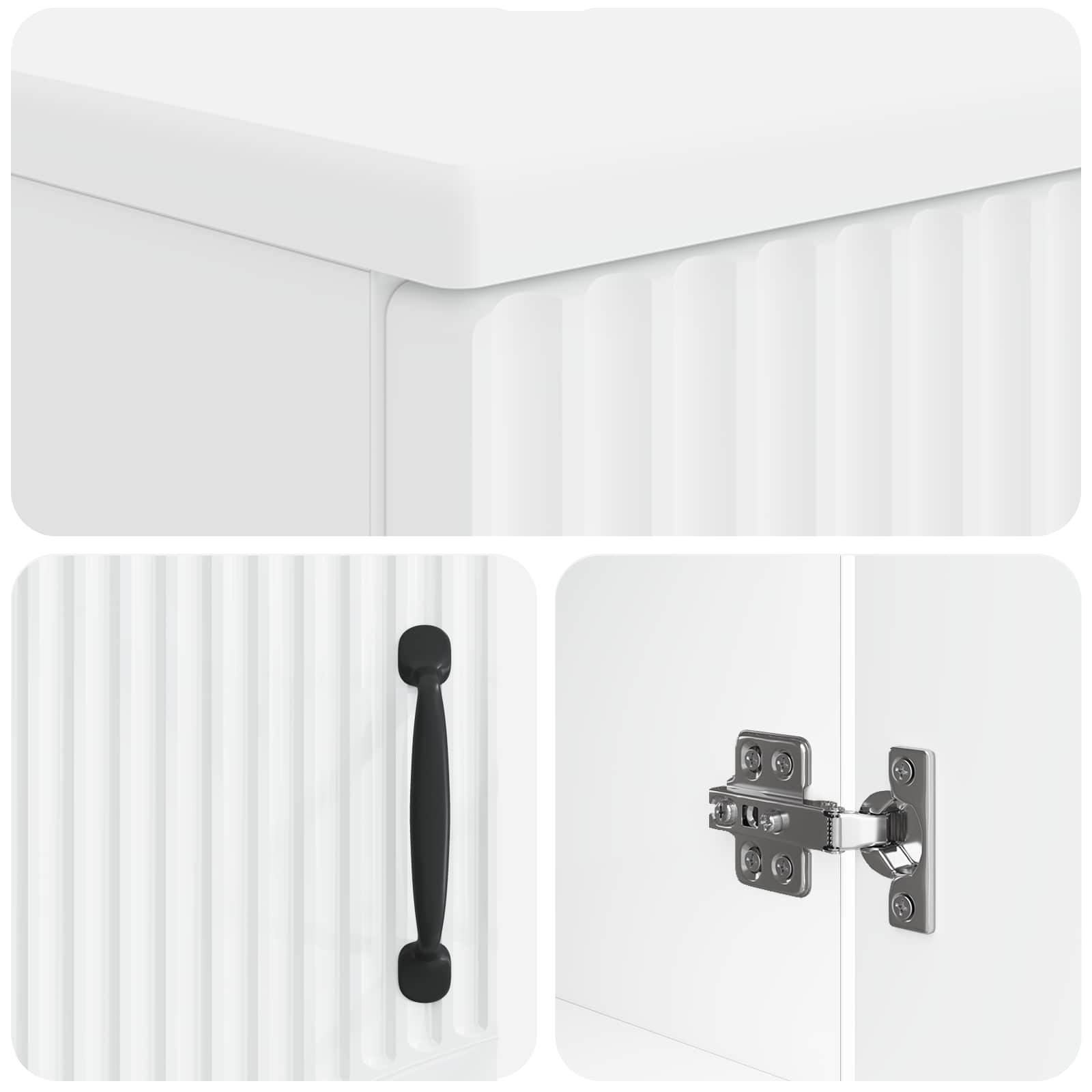 3 Piece Bathroom Cabinet Set HOORN White Engineered Wood