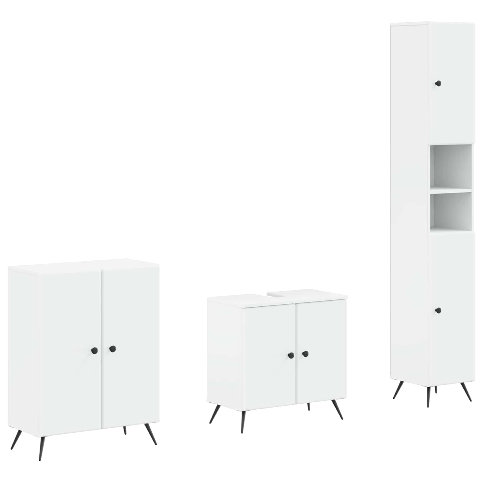 3 Piece Bathroom Cabinet Set BREDA White Engineered Wood