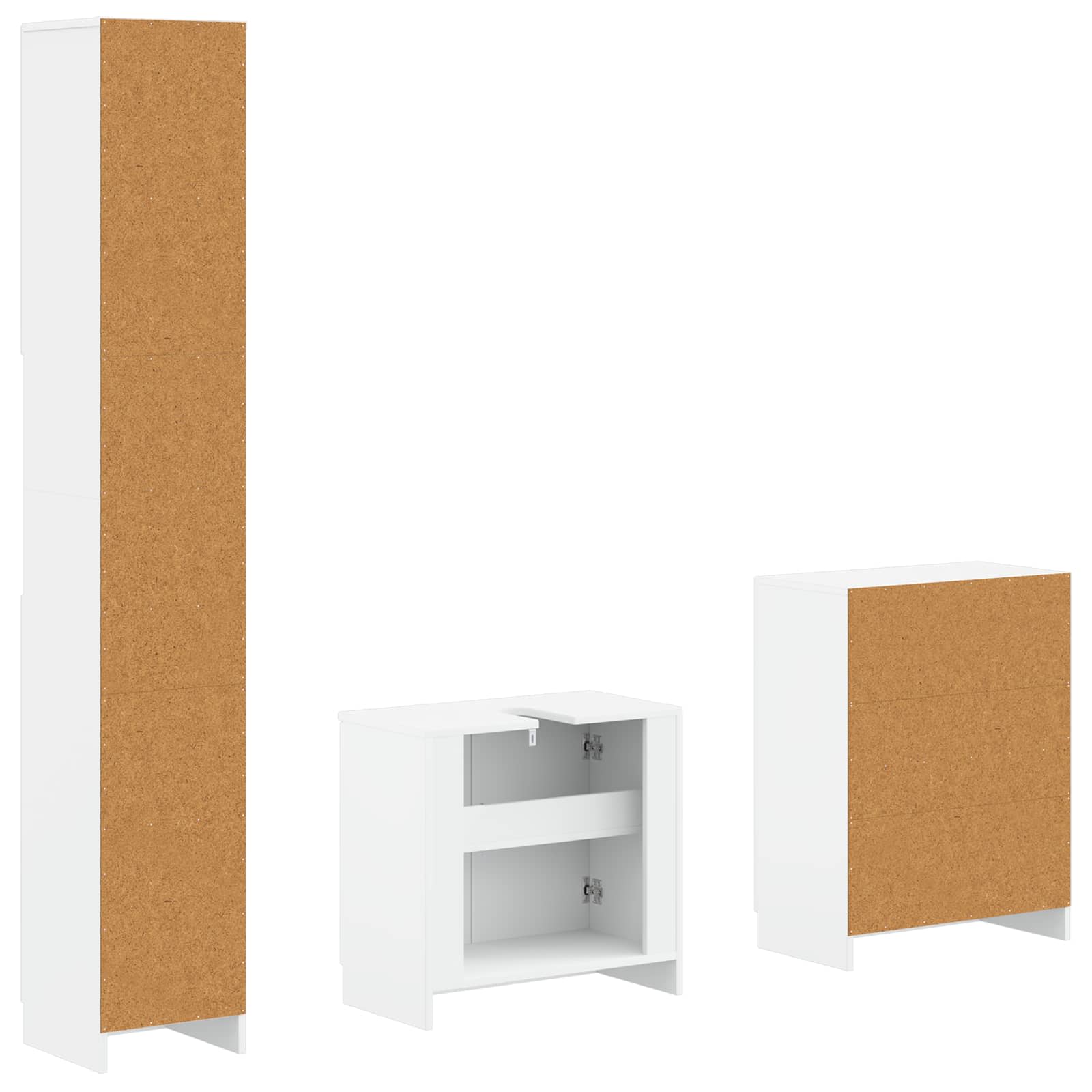 3 Piece Bathroom Cabinet Set UTRECHT White Engineered Wood