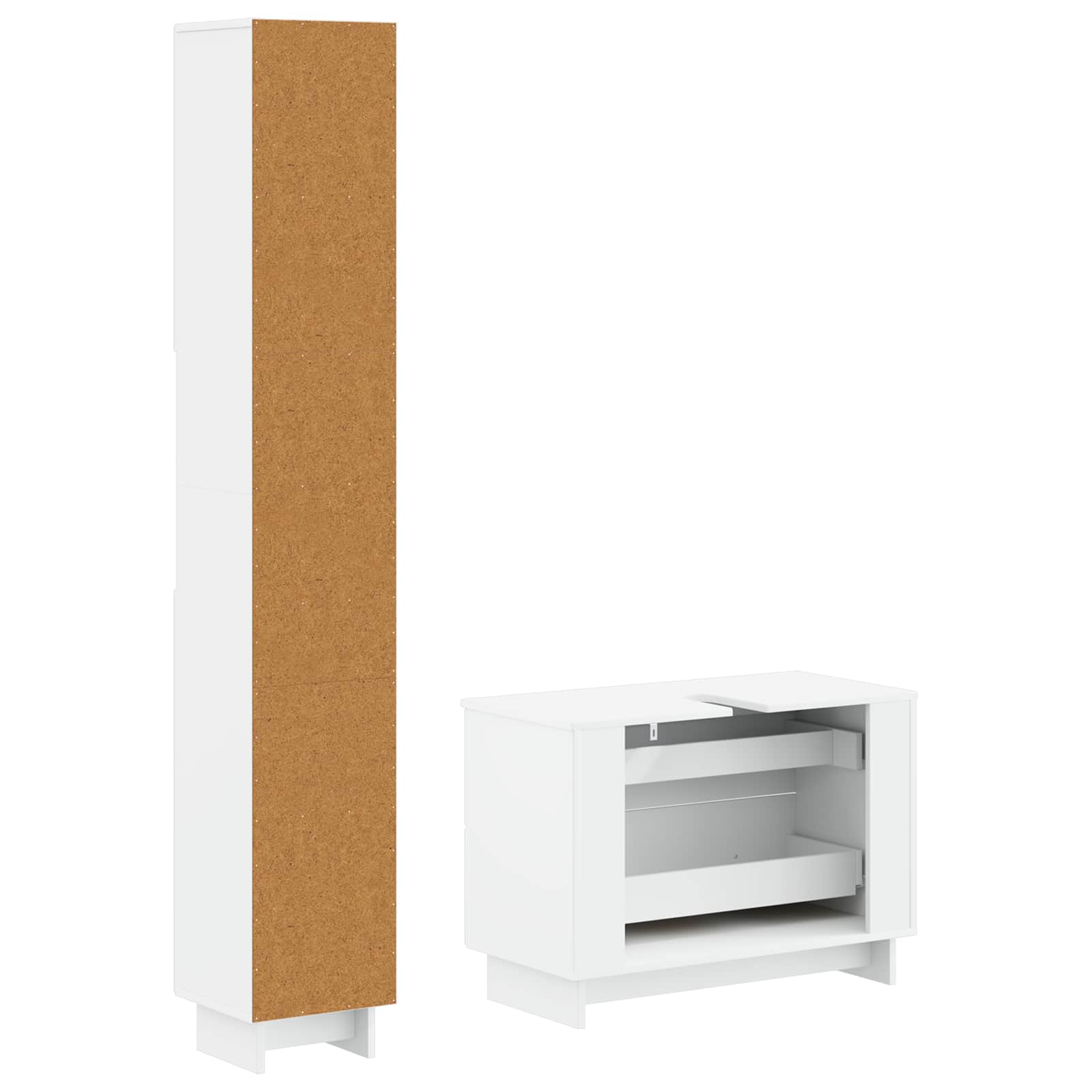 2 Piece Bathroom Cabinet Set EDE White Engineered Wood