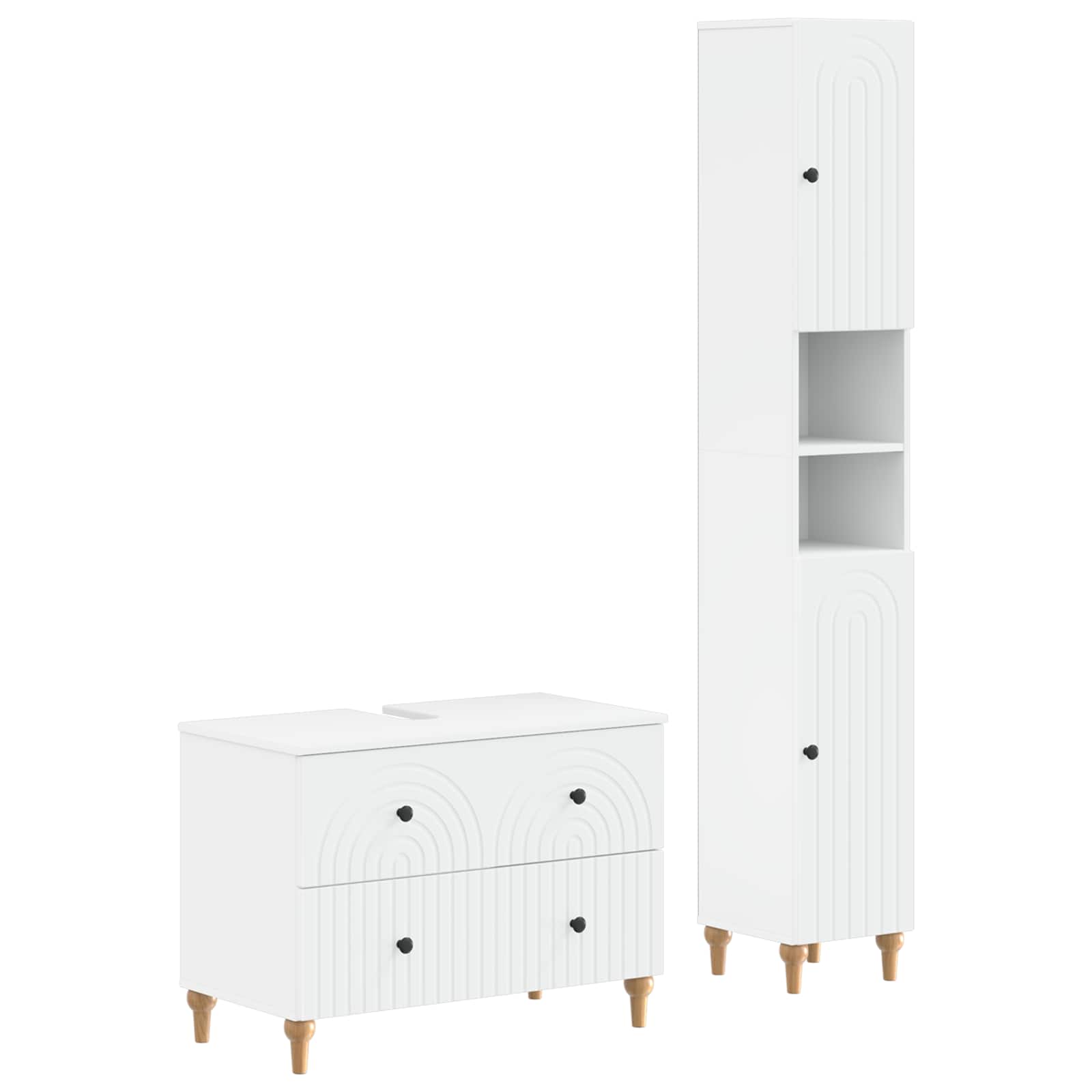 2 Piece Bathroom Cabinet Set ALKMAAR White Engineered Wood