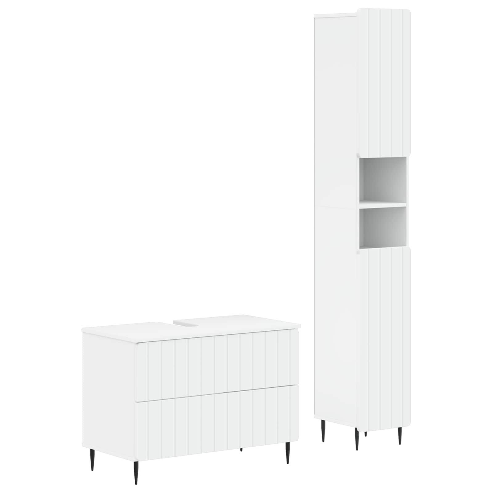 2 Piece Bathroom Cabinet Set ZWOLLE White Engineered Wood