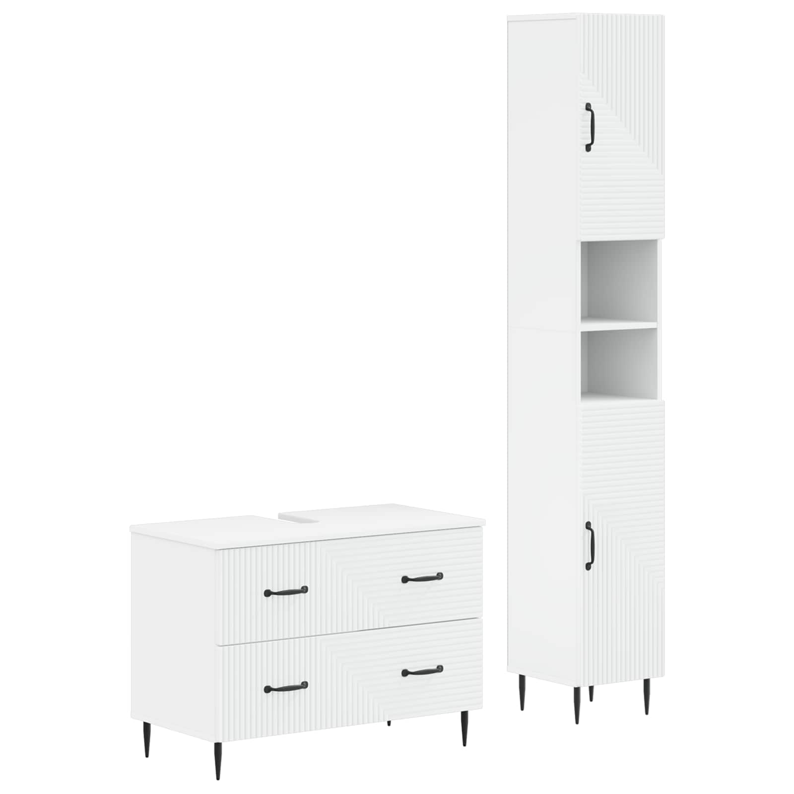2 Piece Bathroom Cabinet Set HAARLEM White Engineered Wood