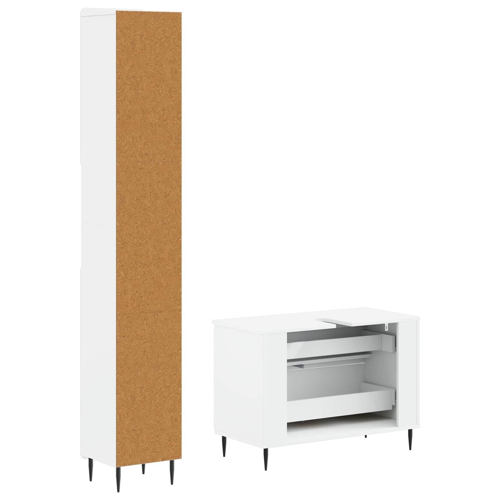 2 Piece Bathroom Cabinet Set HAARLEM White Engineered Wood
