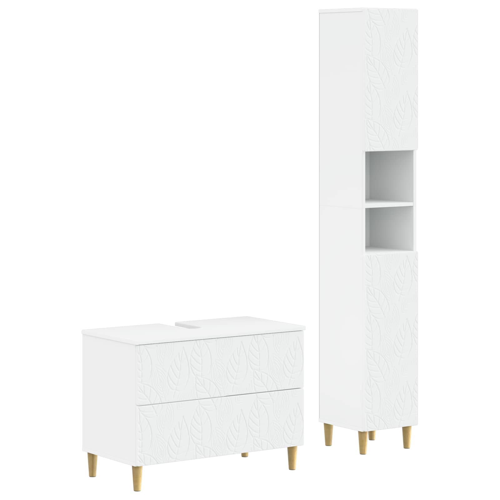 2 Piece Bathroom Cabinet Set DELFT White Engineered Wood
