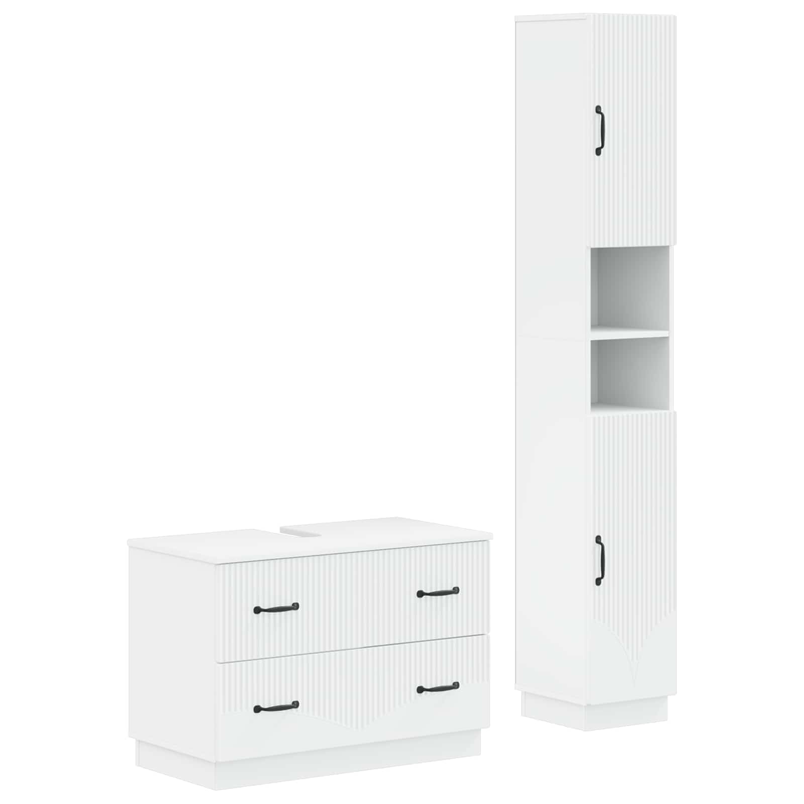 2 Piece Bathroom Cabinet Set HOORN White Engineered Wood