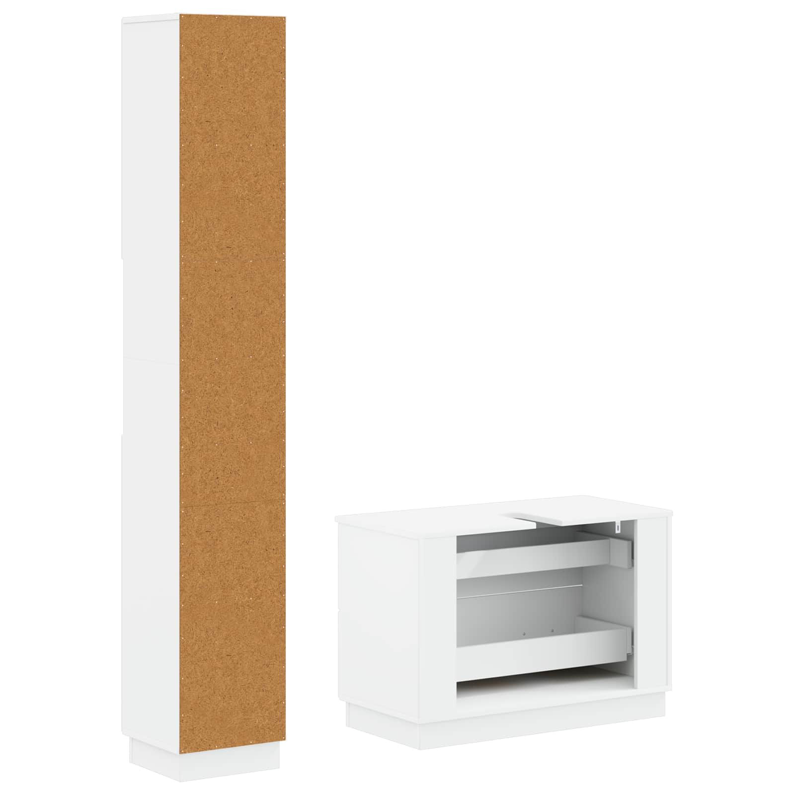 2 Piece Bathroom Cabinet Set HOORN White Engineered Wood