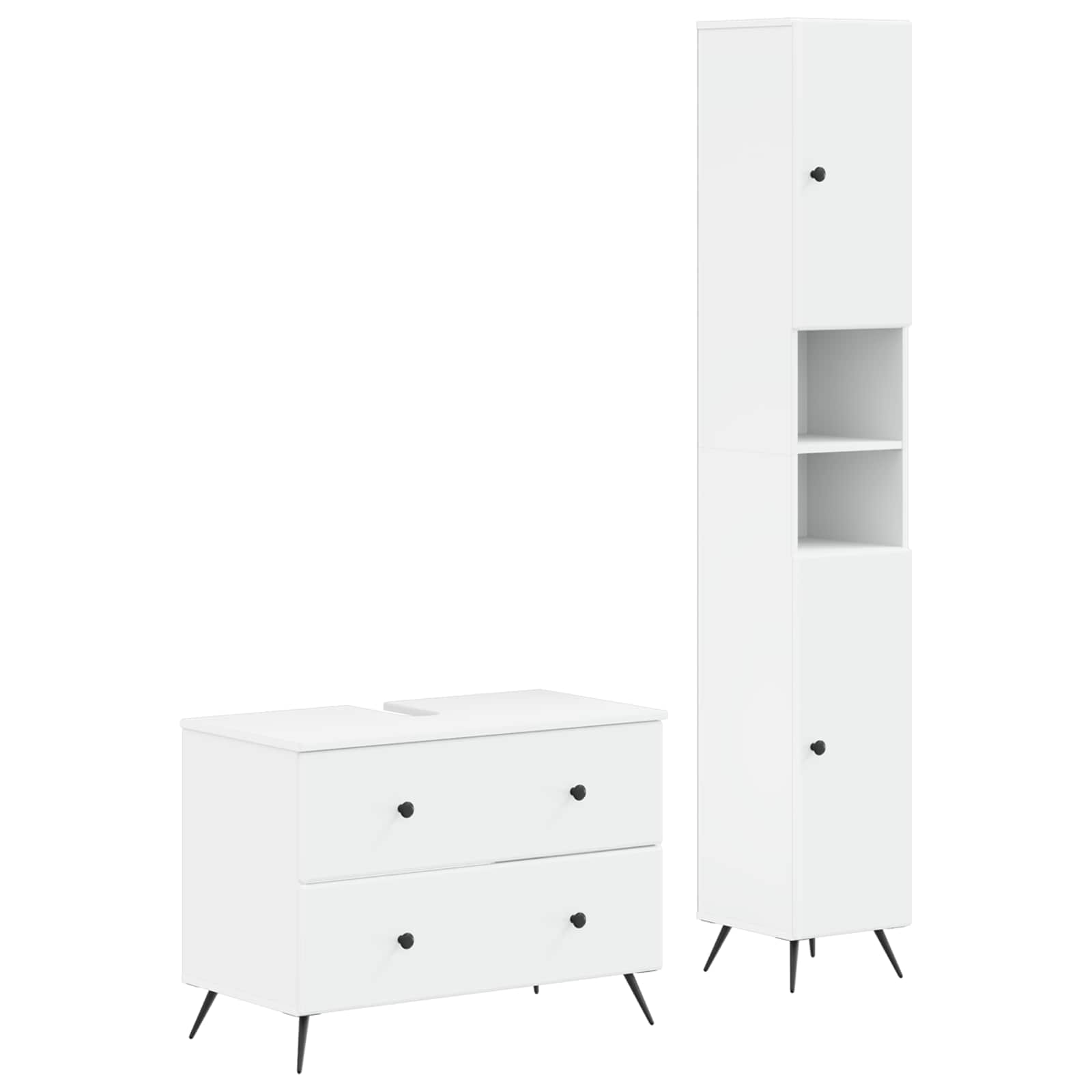 2 Piece Bathroom Cabinet Set BREDA White Engineered Wood