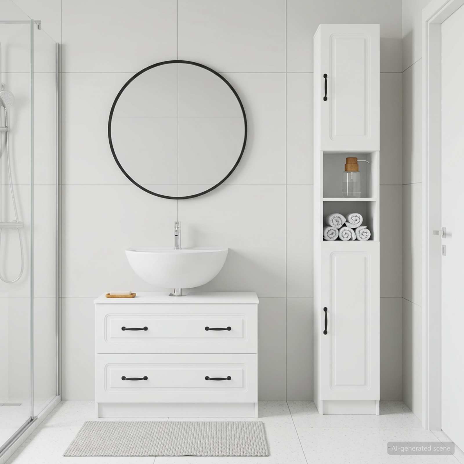 2 Piece Bathroom Cabinet Set UTRECHT White Engineered Wood