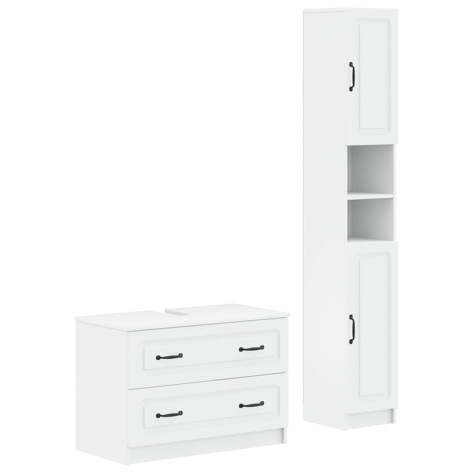 2 Piece Bathroom Cabinet Set UTRECHT White Engineered Wood