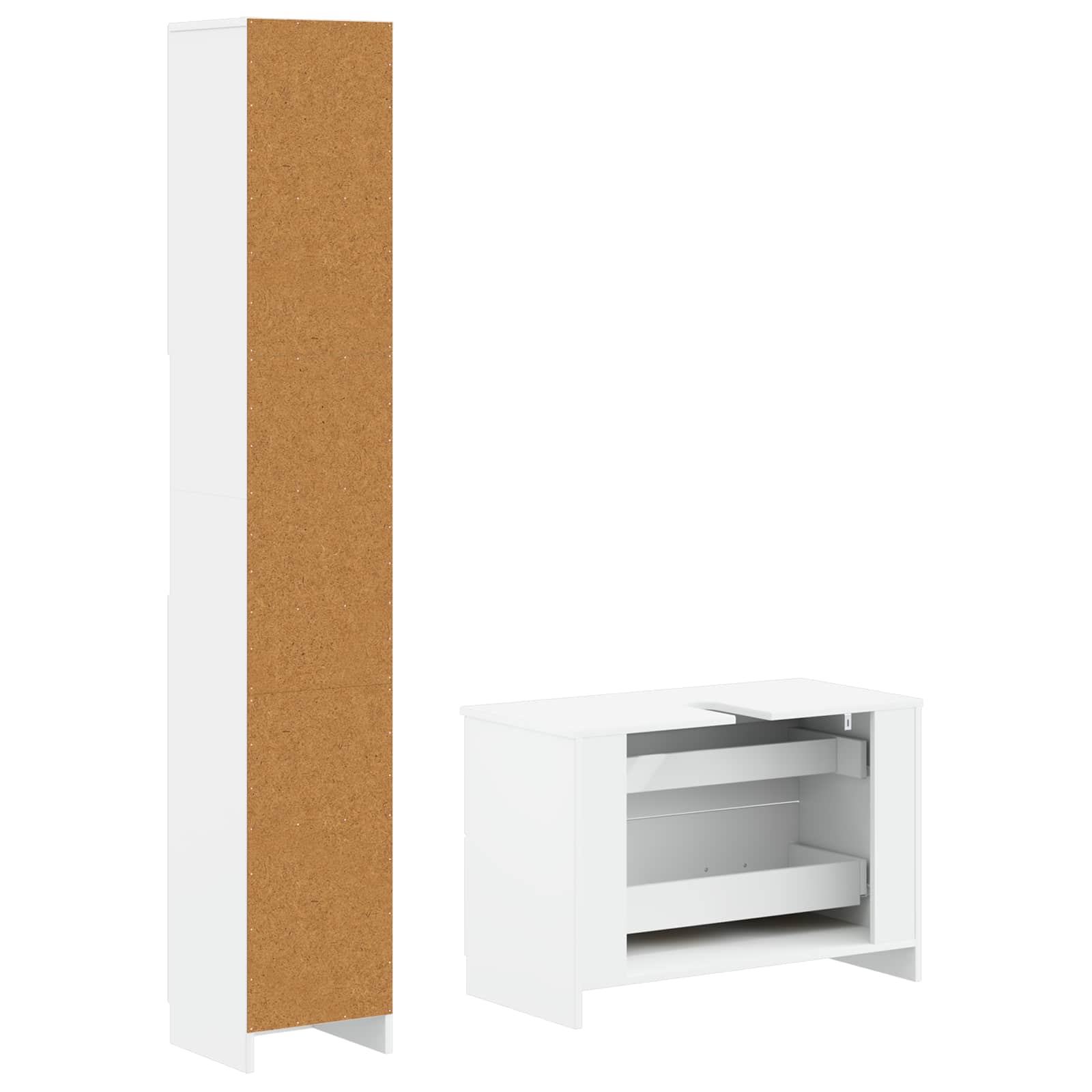2 Piece Bathroom Cabinet Set UTRECHT White Engineered Wood