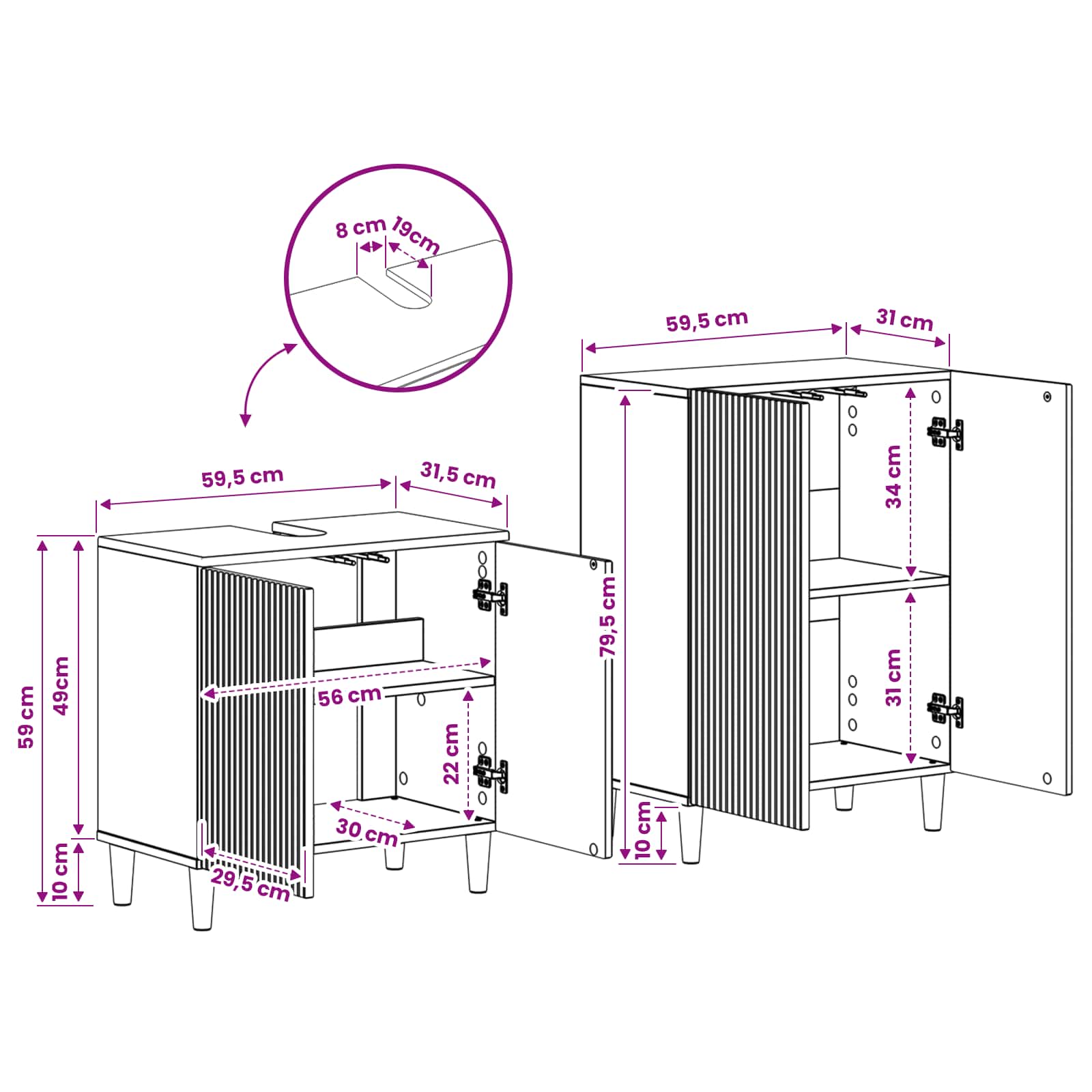 2 Piece Bathroom Cabinet Set ARNHEM White Engineered Wood
