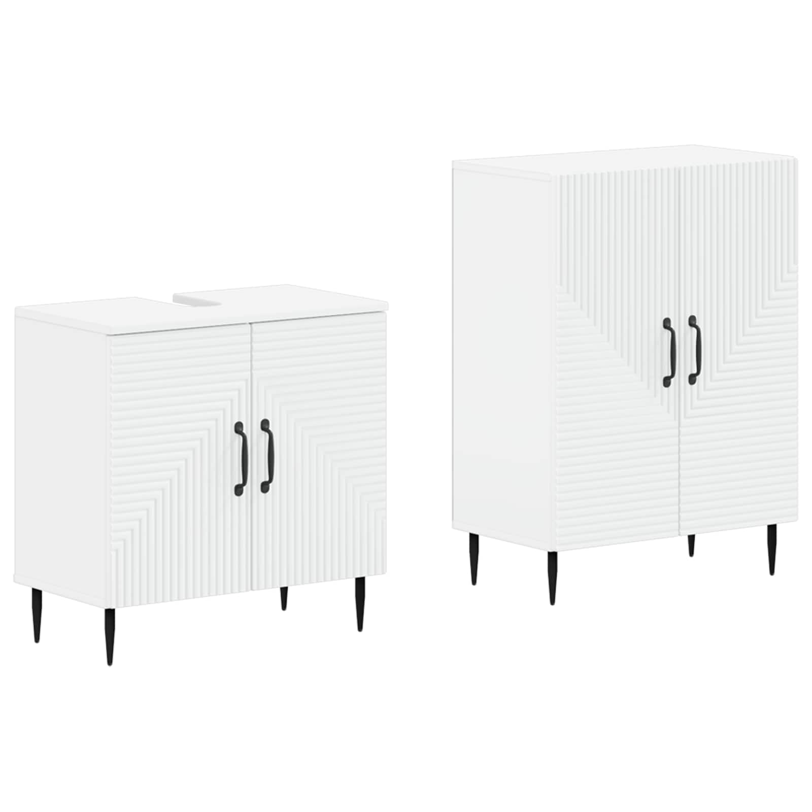 2 Piece Bathroom Cabinet Set HAARLEM White Engineered Wood