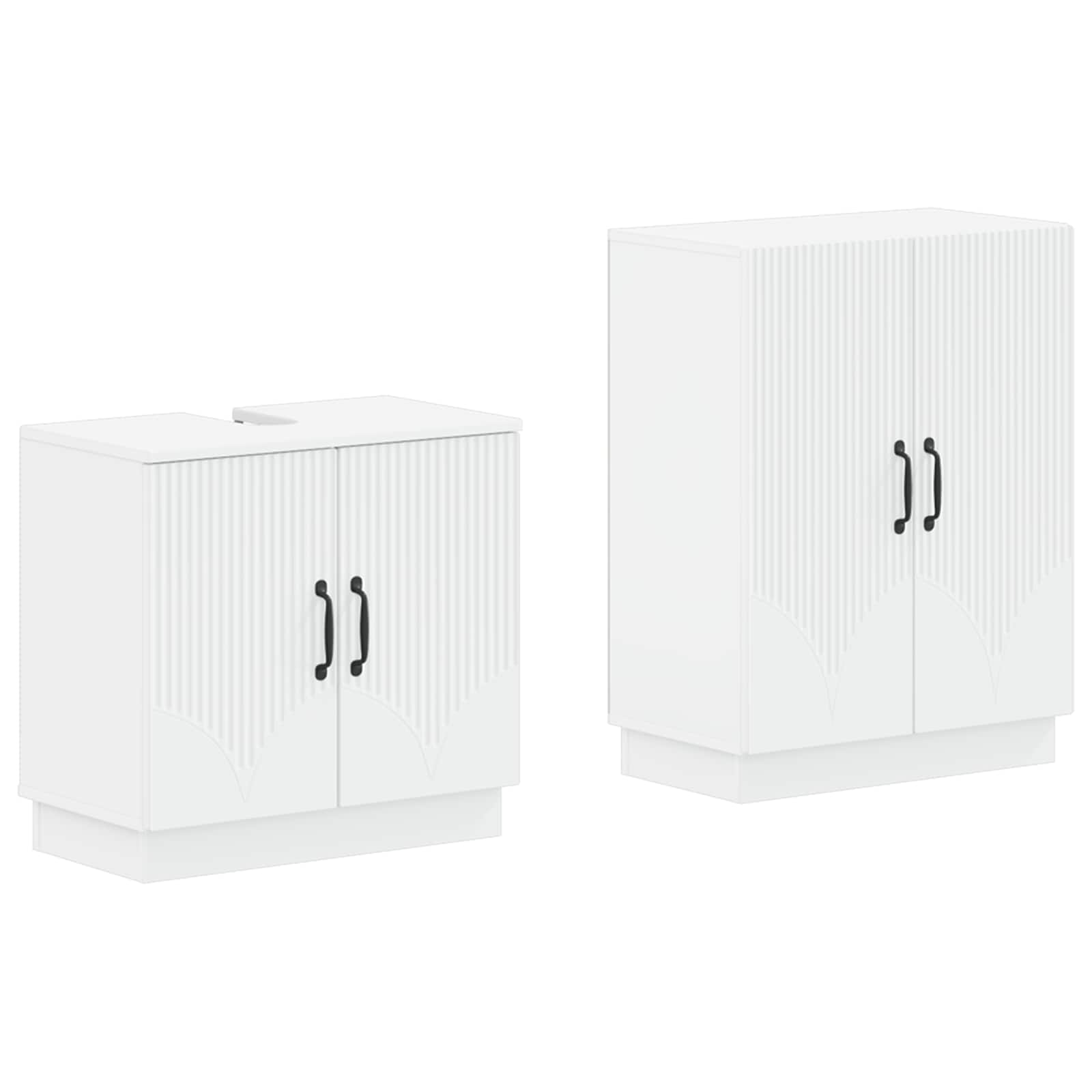 2 Piece Bathroom Cabinet Set HOORN White Engineered Wood