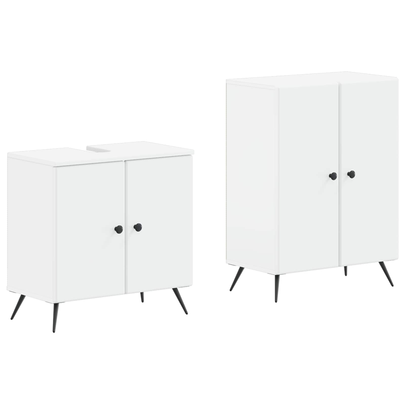 2 Piece Bathroom Cabinet Set BREDA White Engineered Wood