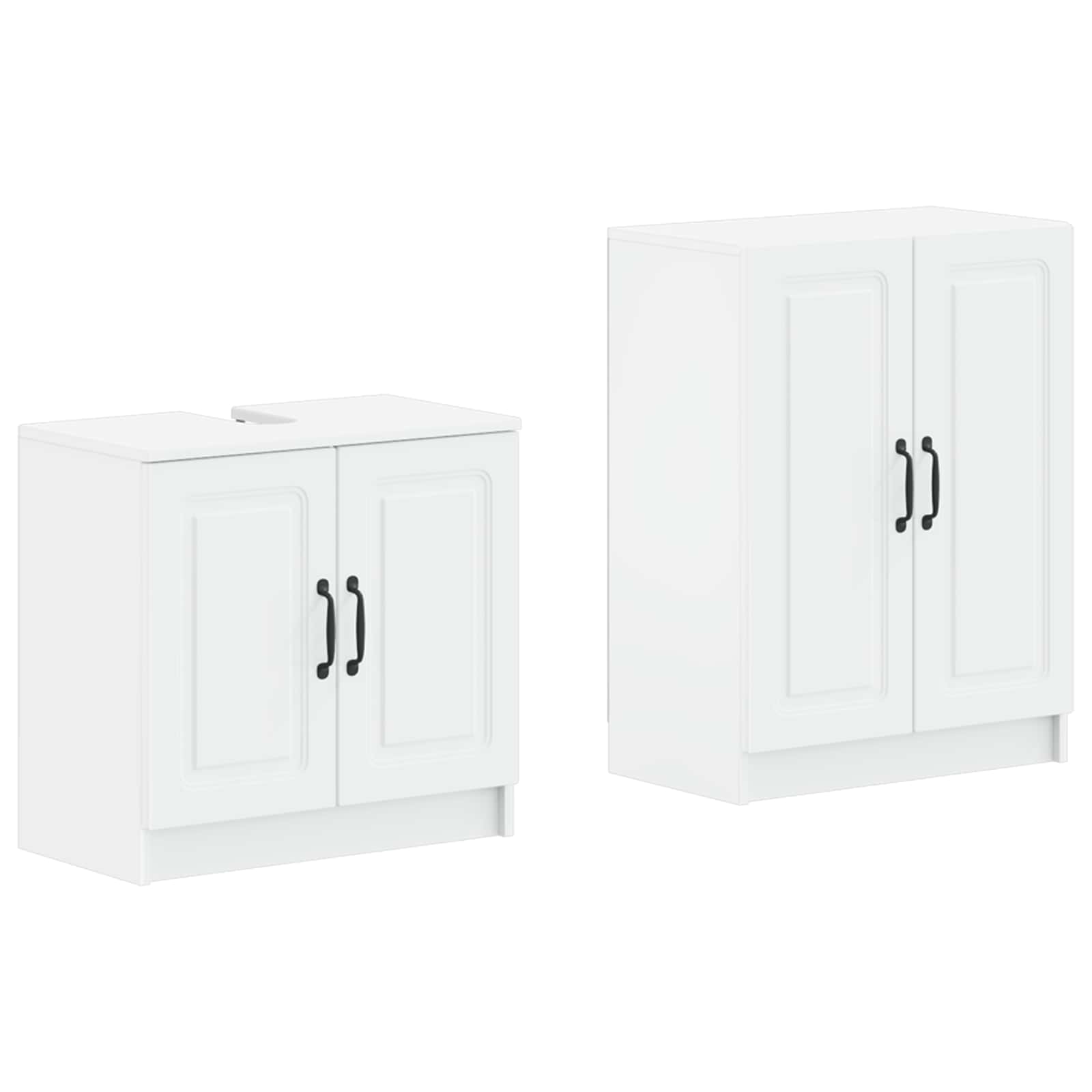 2 Piece Bathroom Cabinet Set UTRECHT White Engineered Wood