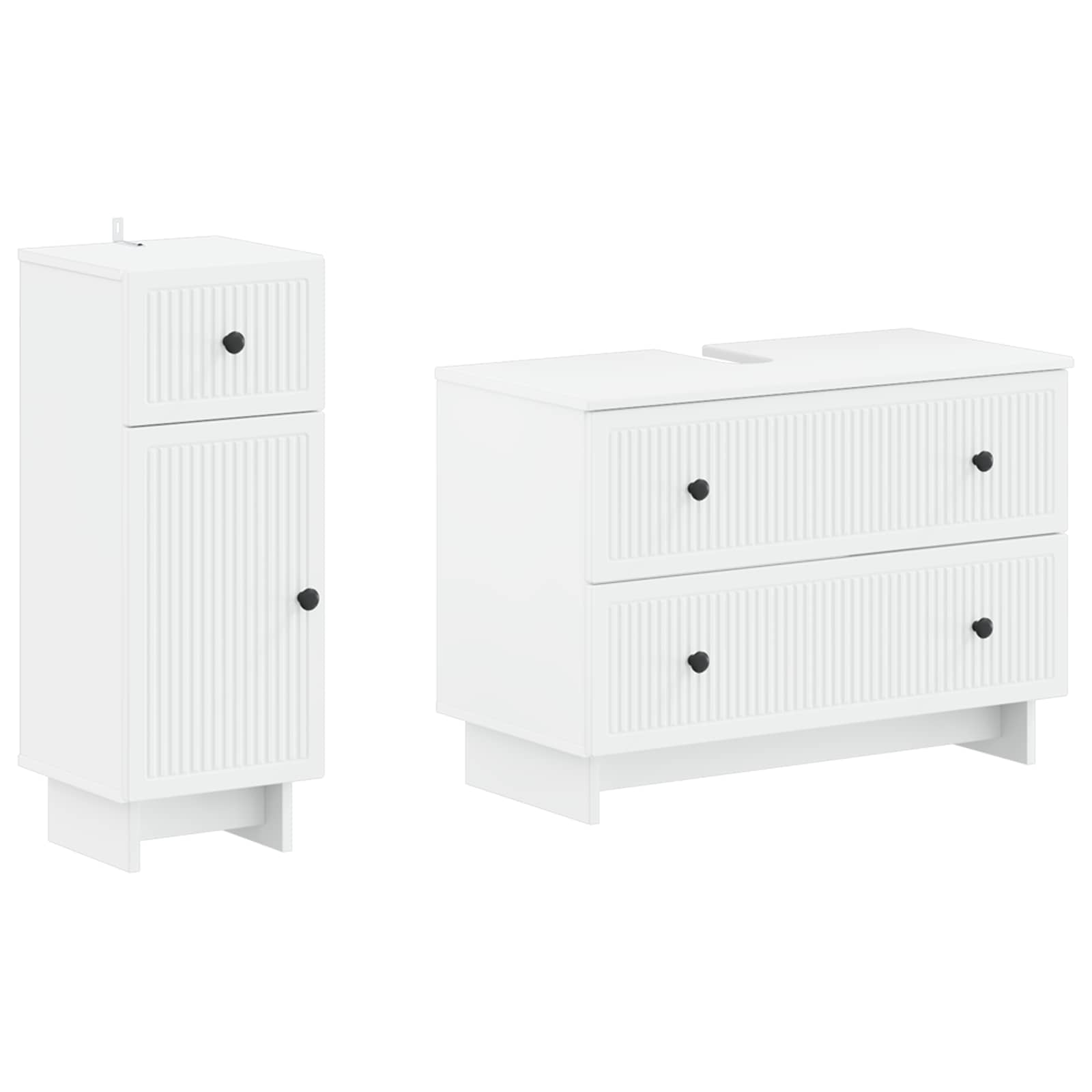 2 Piece Bathroom Cabinet Set EDE White Engineered Wood