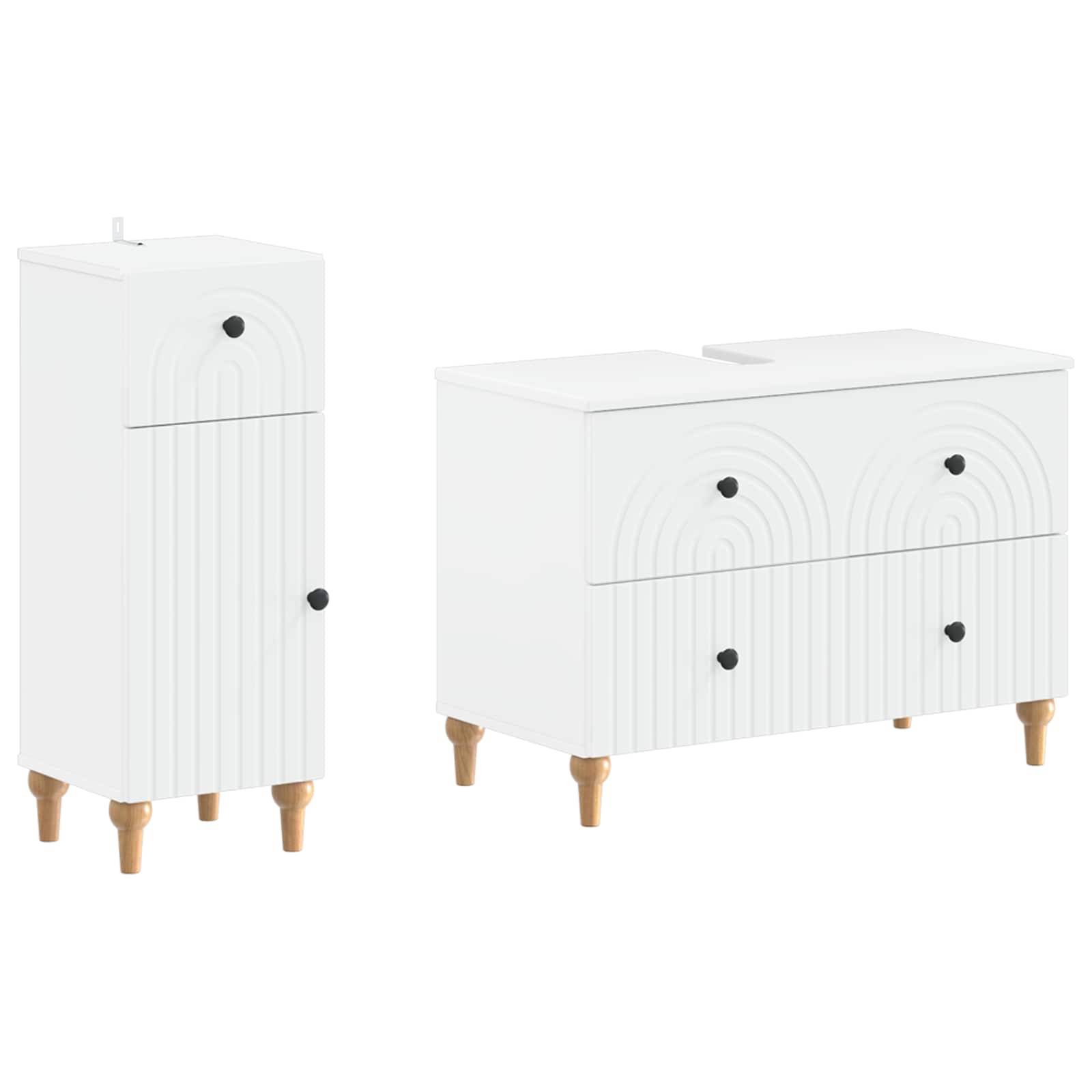 2 Piece Bathroom Cabinet Set ALKMAAR White Engineered Wood