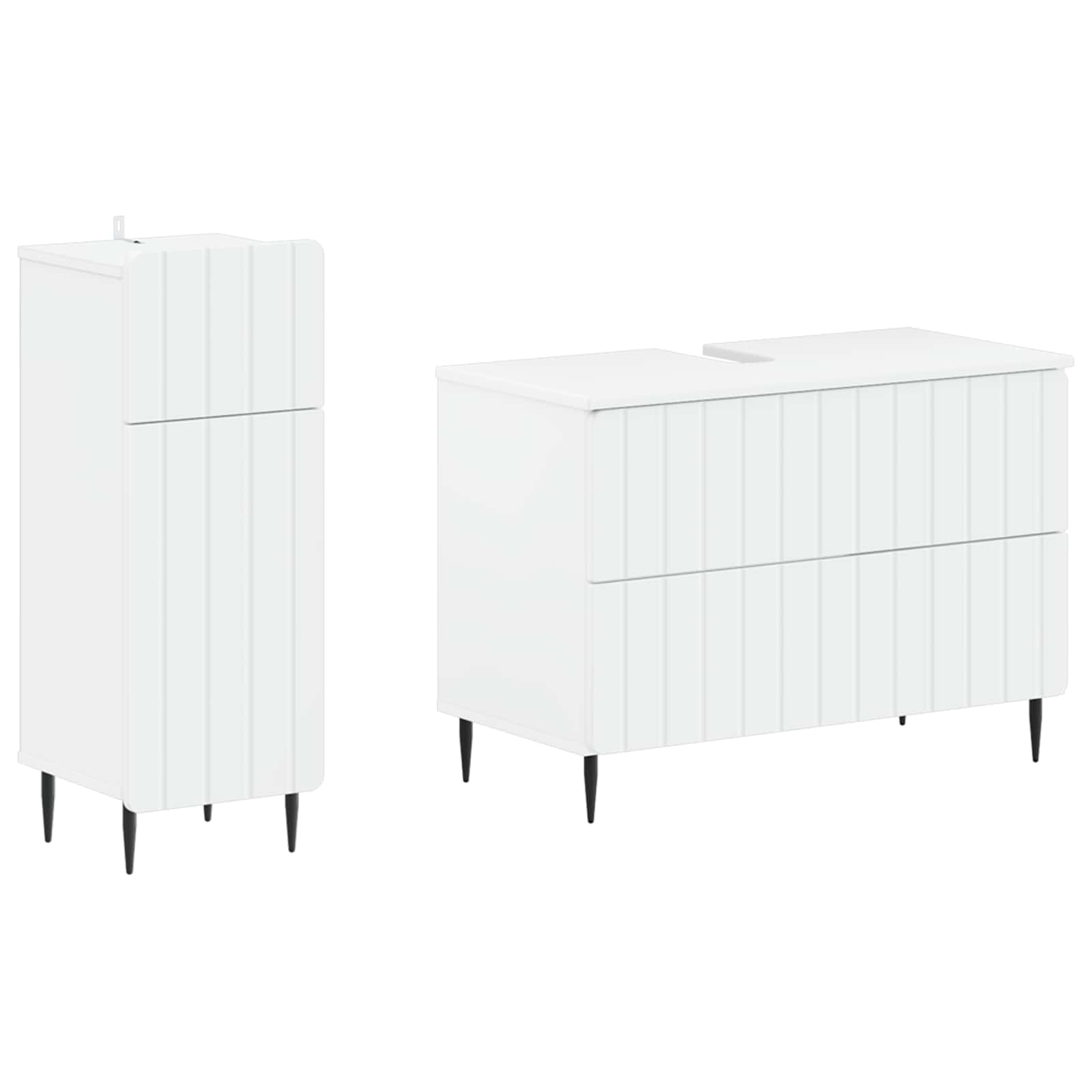 2 Piece Bathroom Cabinet Set ZWOLLE White Engineered Wood